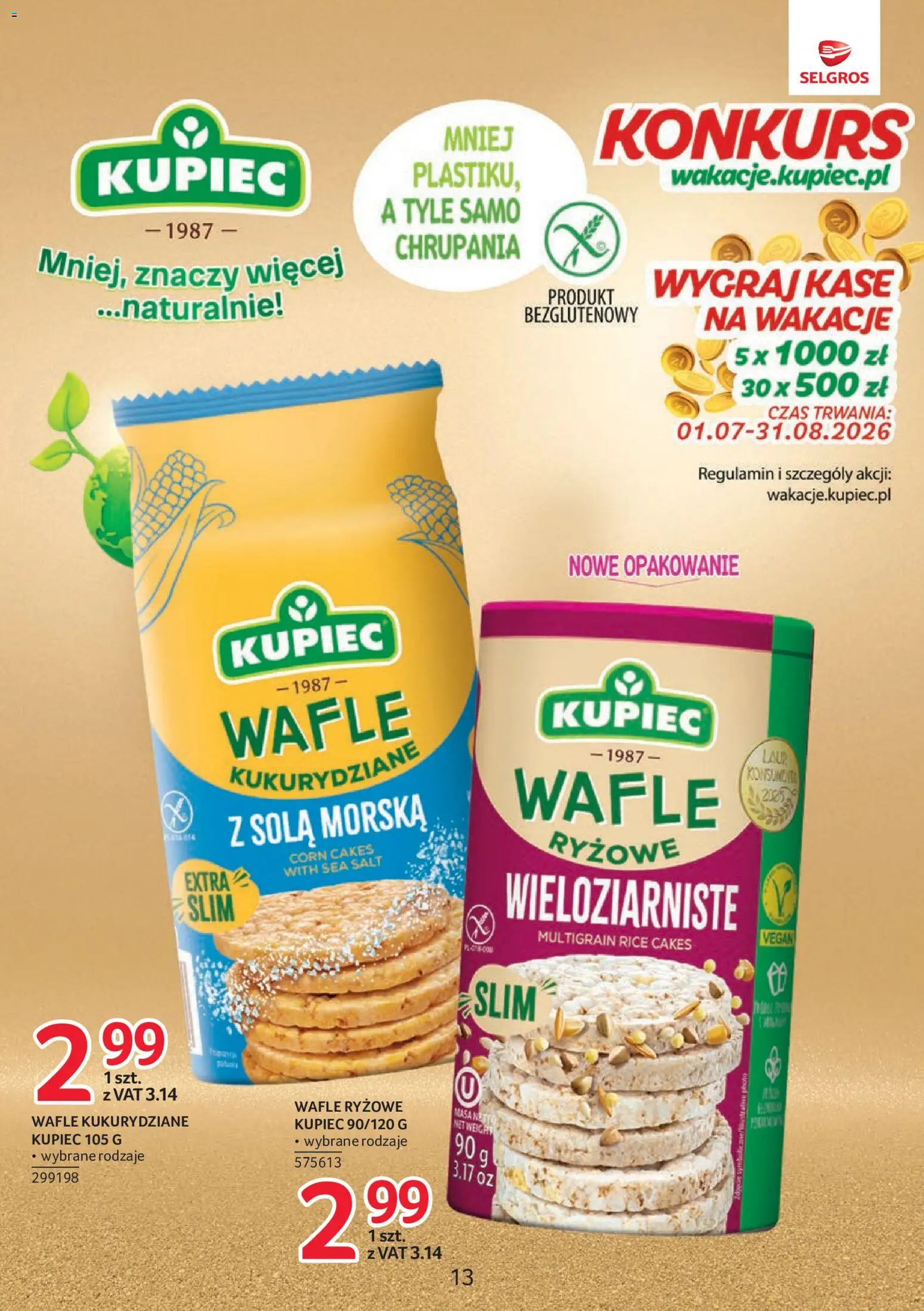 Selgros cash&carry gazetka - Markowe produkty od 16.07.2026 | Strona: 13 | Produkty: Wafle, Wafle ryżowe