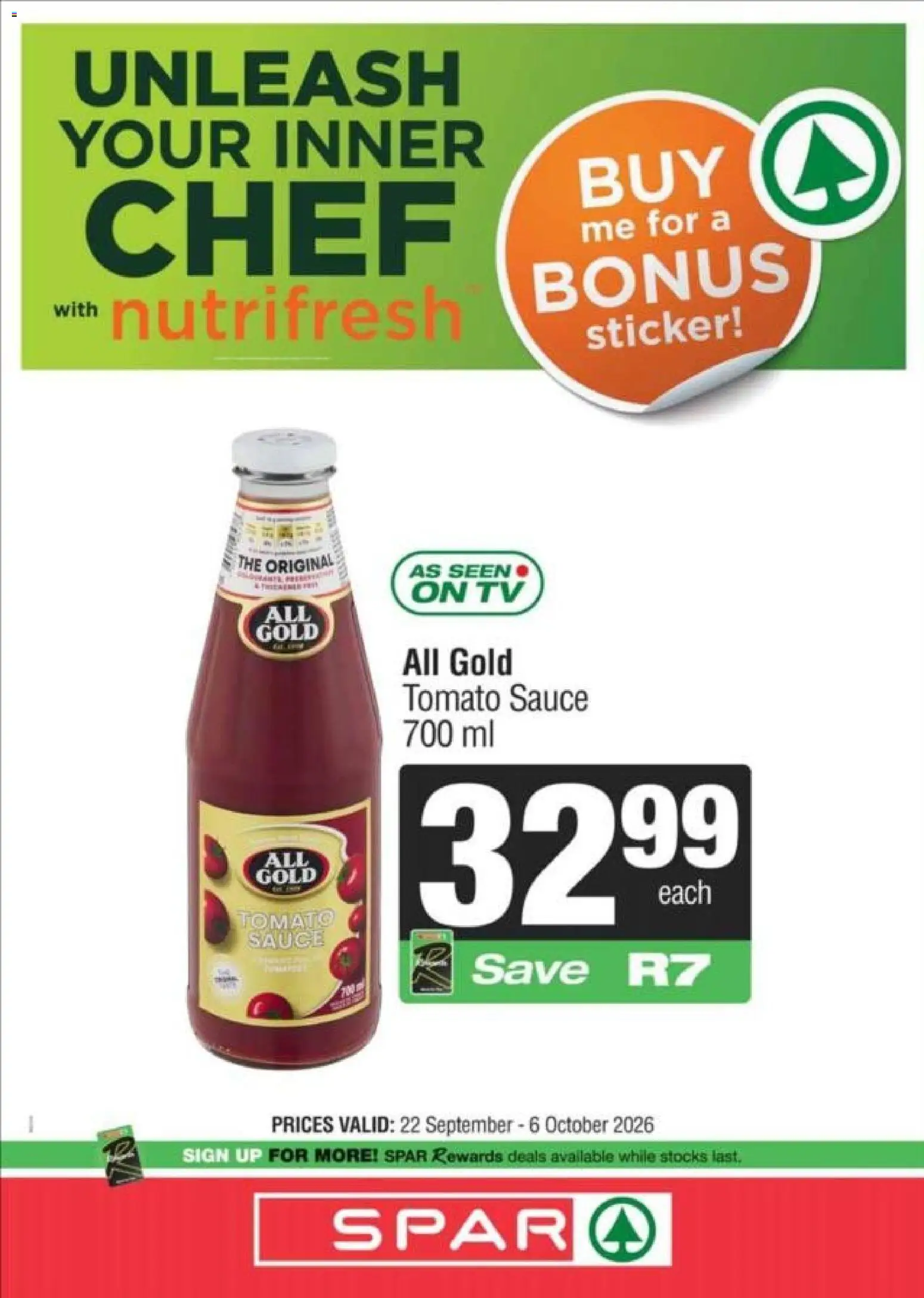 New KWIKSPAR catalogue – valid from 22/09/2026 | Page: 2 | Products: TV, Tomato sauce, Sauce