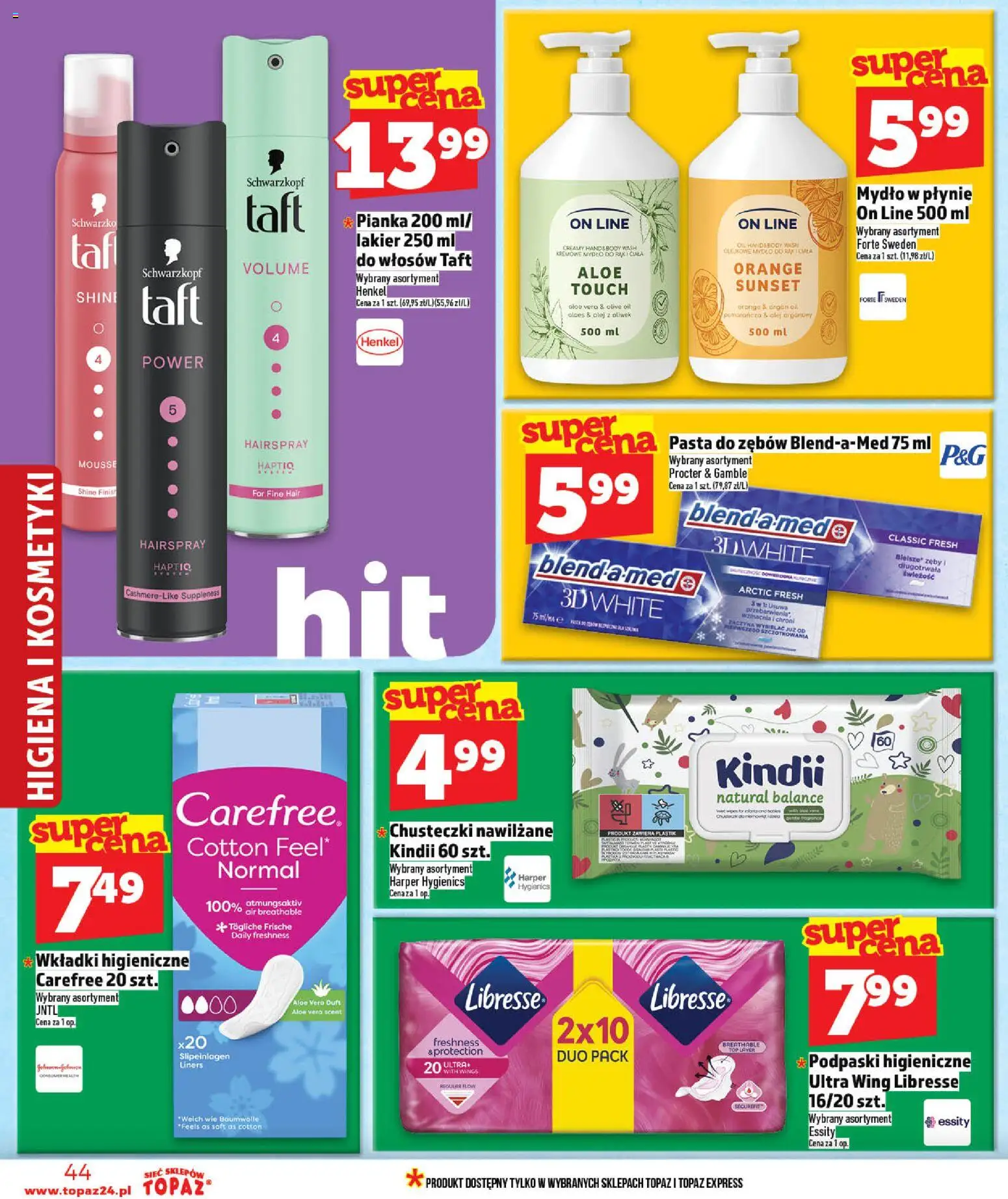 Topaz gazetka od 14.05.2026 | Strona: 44 | Produkty: Kosmetyki, Aloes, Olej, Pasta do zębów