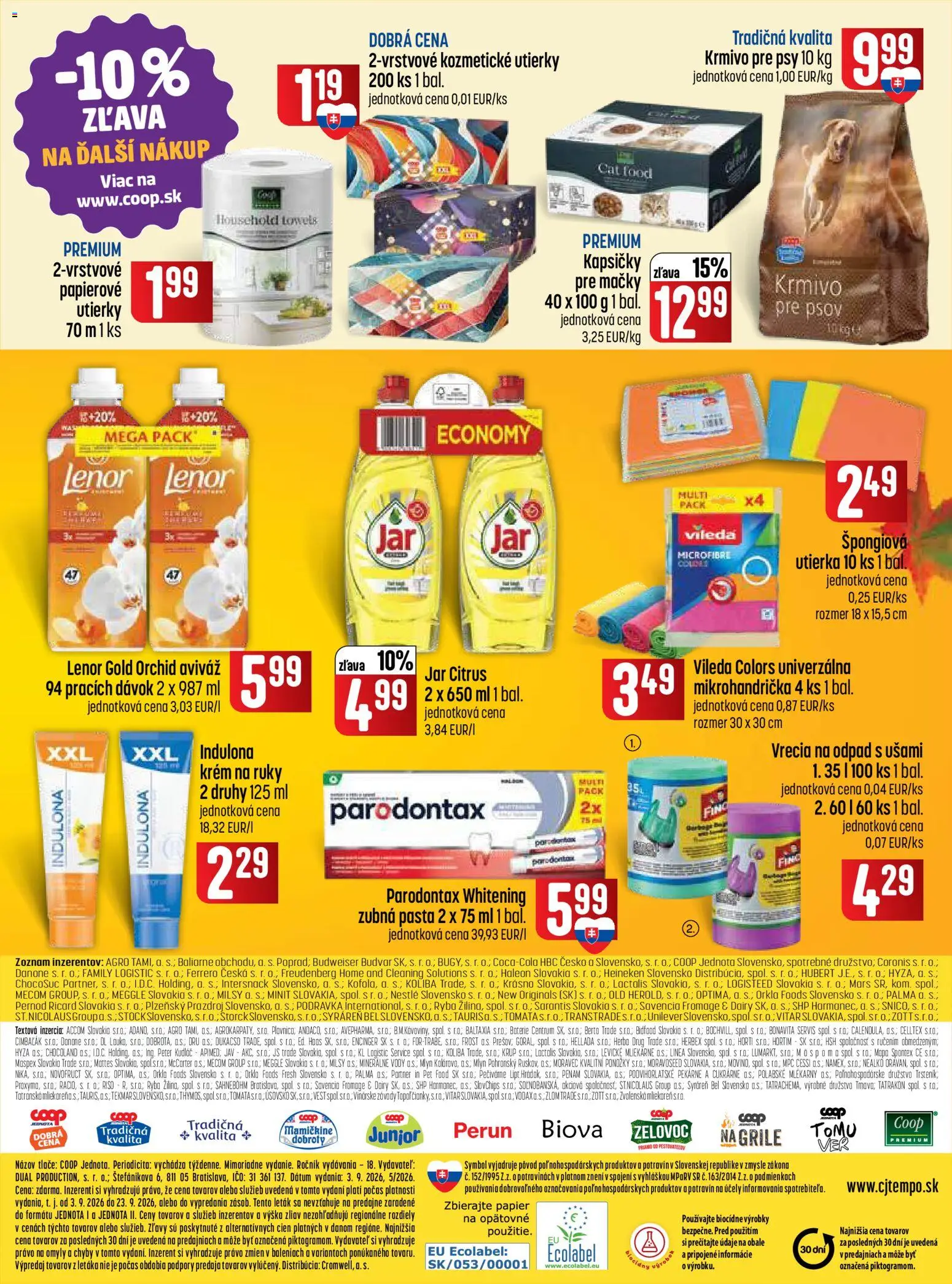 Nové COOP Jednota akcie – leták je platný od 03.09.2026 | Strana: 7 | Produkty: Krém na ruky, Krém, Indulona, Lenor