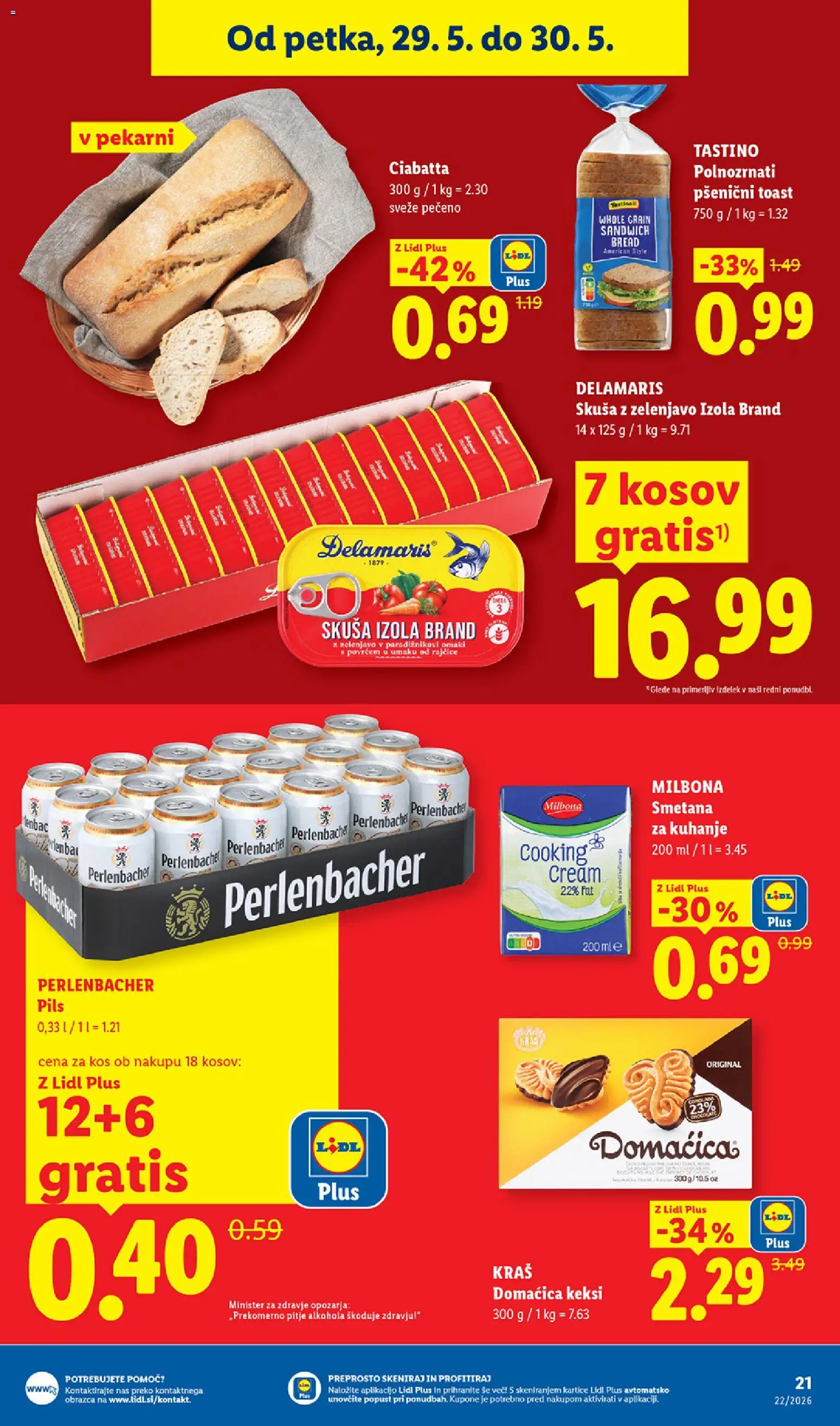 Novi Lidl katalog ponudbe – veljaven od 28.05.2026 | Stran: 43 | Izdelki: Keksi, Toast, Ciabatta, Smetana