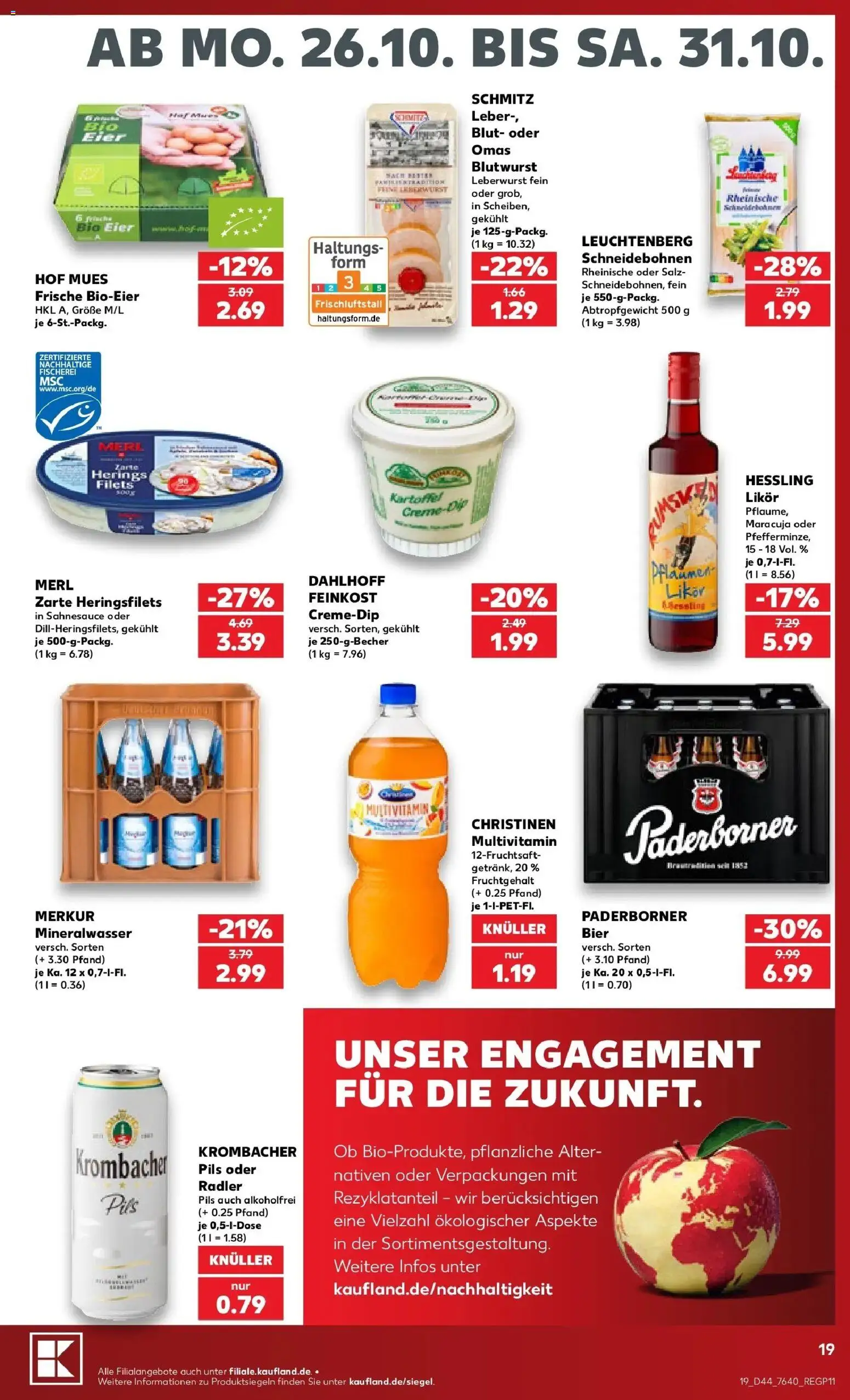 Prospekt Kaufland ab 26.10.2026 » Angebote Online zum Blättern | Seite: 23 | Produkte: Eier, Likör, Pils, Krombacher