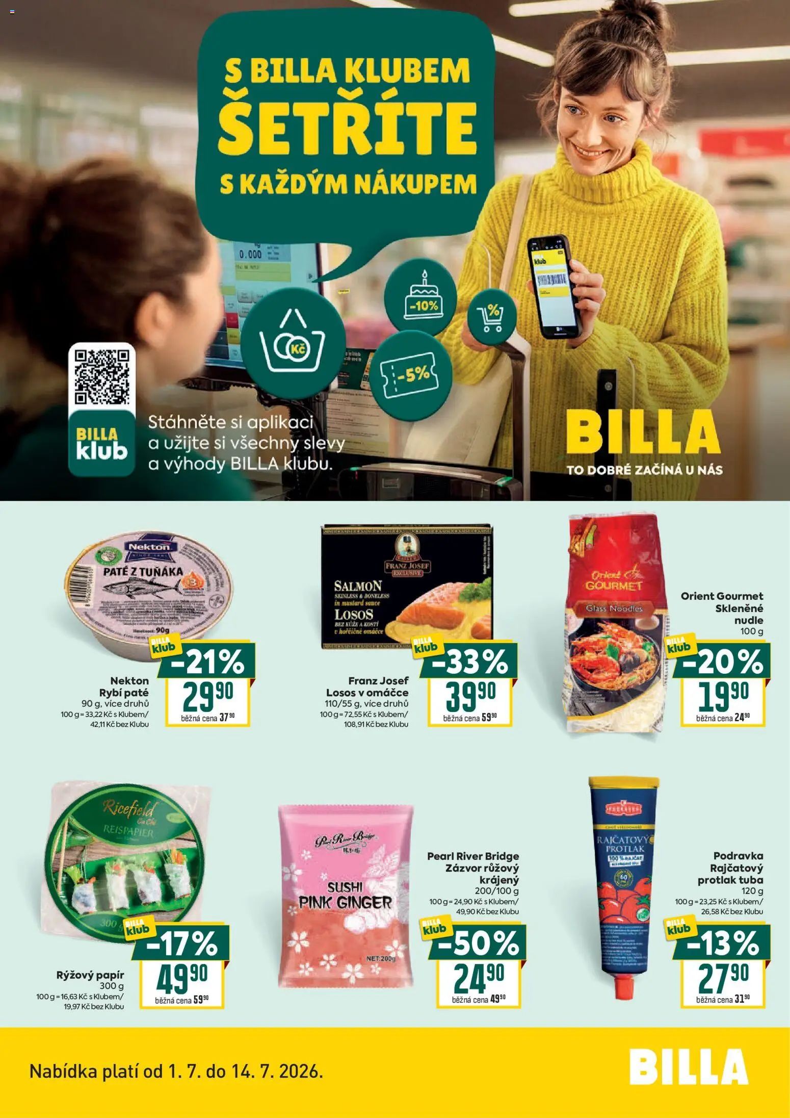 Billa leták - Bonus club od 01.07.2026 | Strana: 2 | Produkty: Rýžový papír, Gourmet, Losos, Zázvor