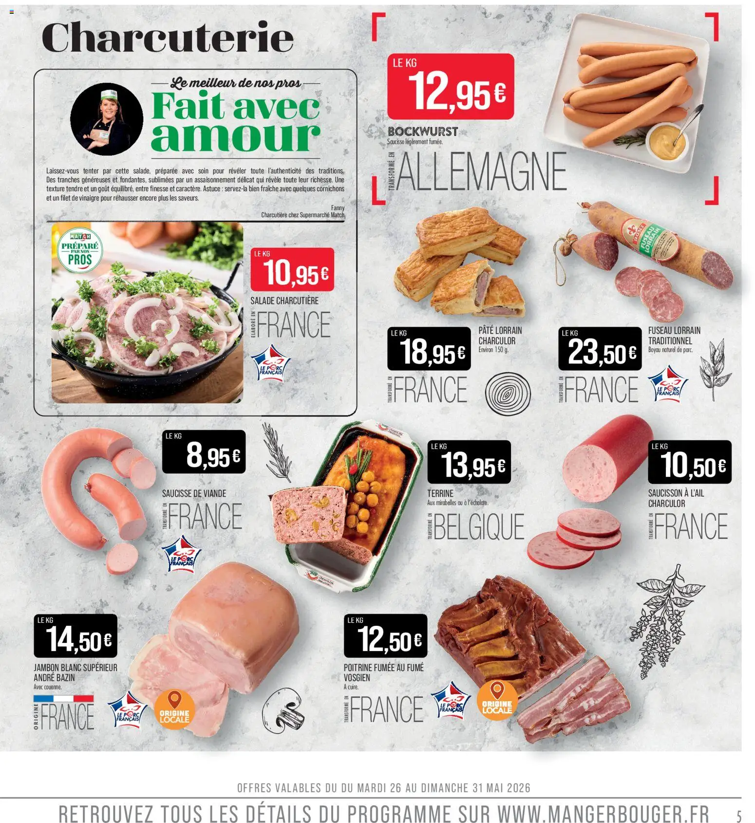 {H1} | Page: 5 | Produits: Jambon blanc, Vinaigre, Viande, Porc