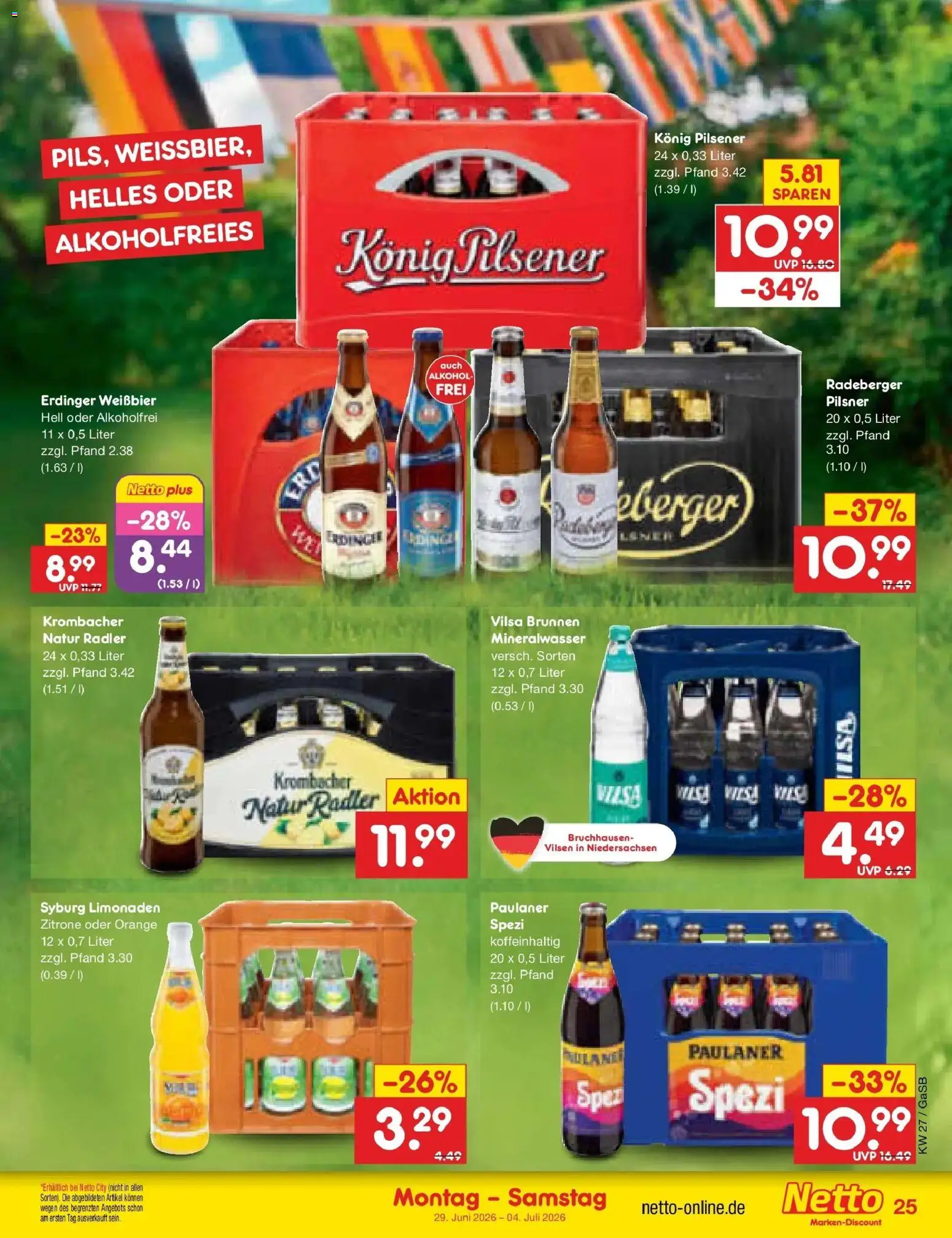 Netto Marken-Discount Prospekt Bremen-Lesum – gültig ab 28.06.2026 | Seite: 37 | Produkte: Erdinger, Zitrone, Krombacher, Paulaner