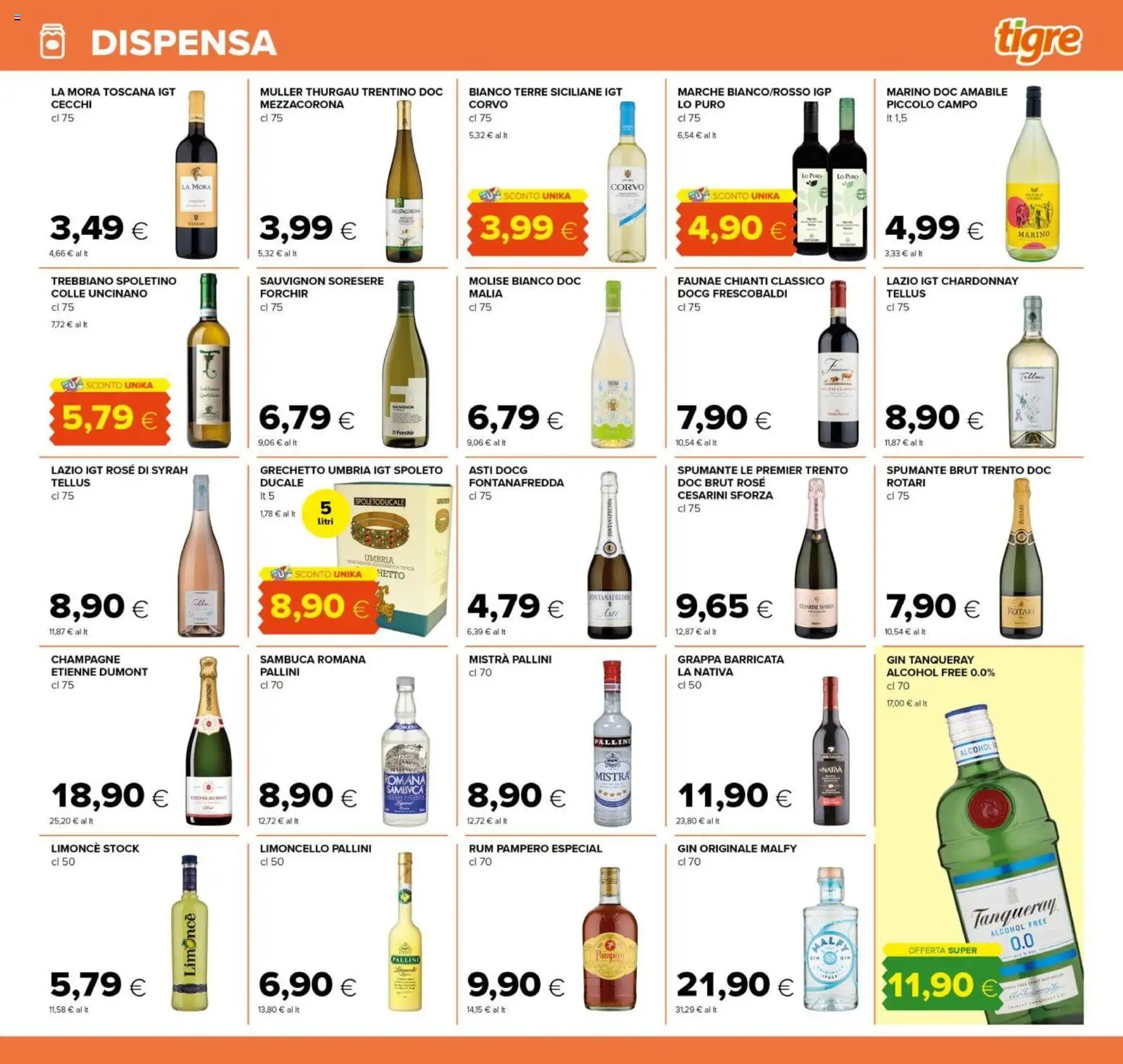 Volantino Tigre del 21/08/2026 | Pagina: 17 | Prodotti: Gin, Spumante, Champagne, Limoncello