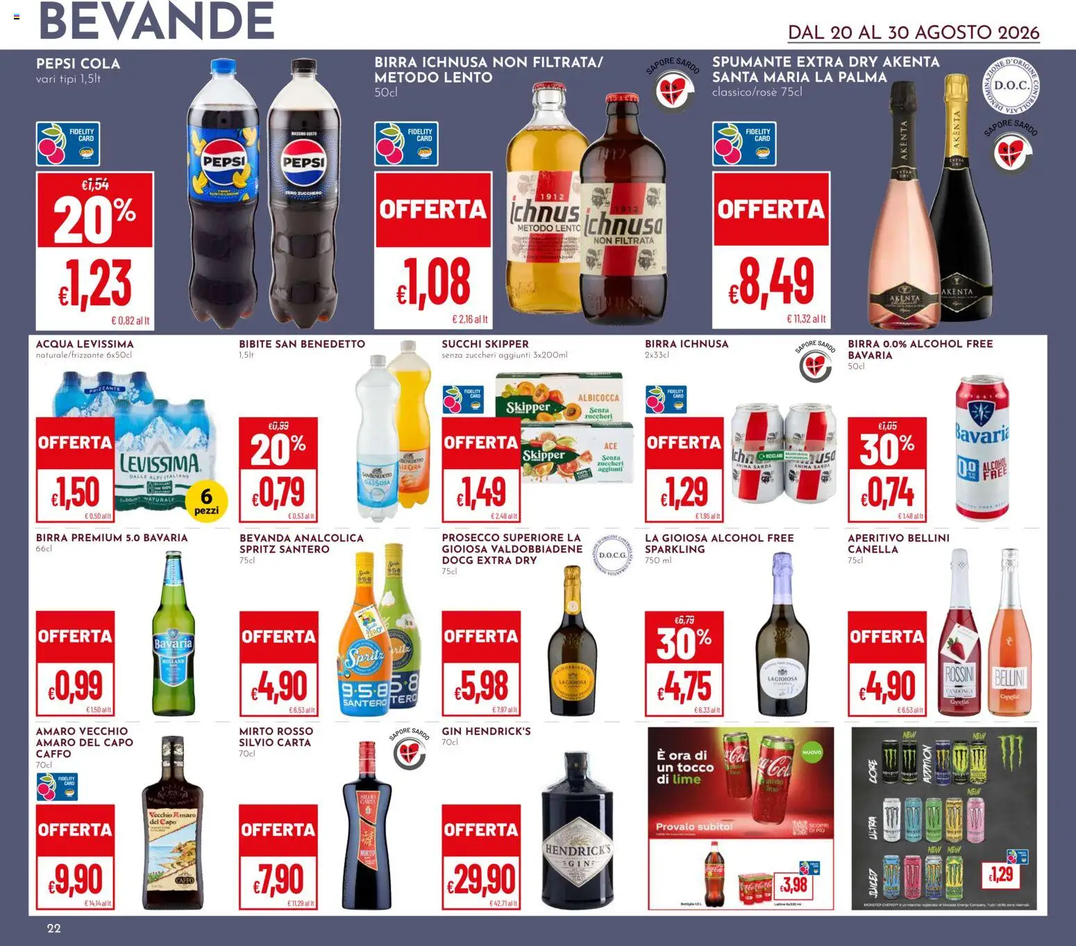 Volantino Pan del 20/08/2026 | Pagina: 22 | Prodotti: Acqua, Lime, Gin Hendrick’s, Aperitivo