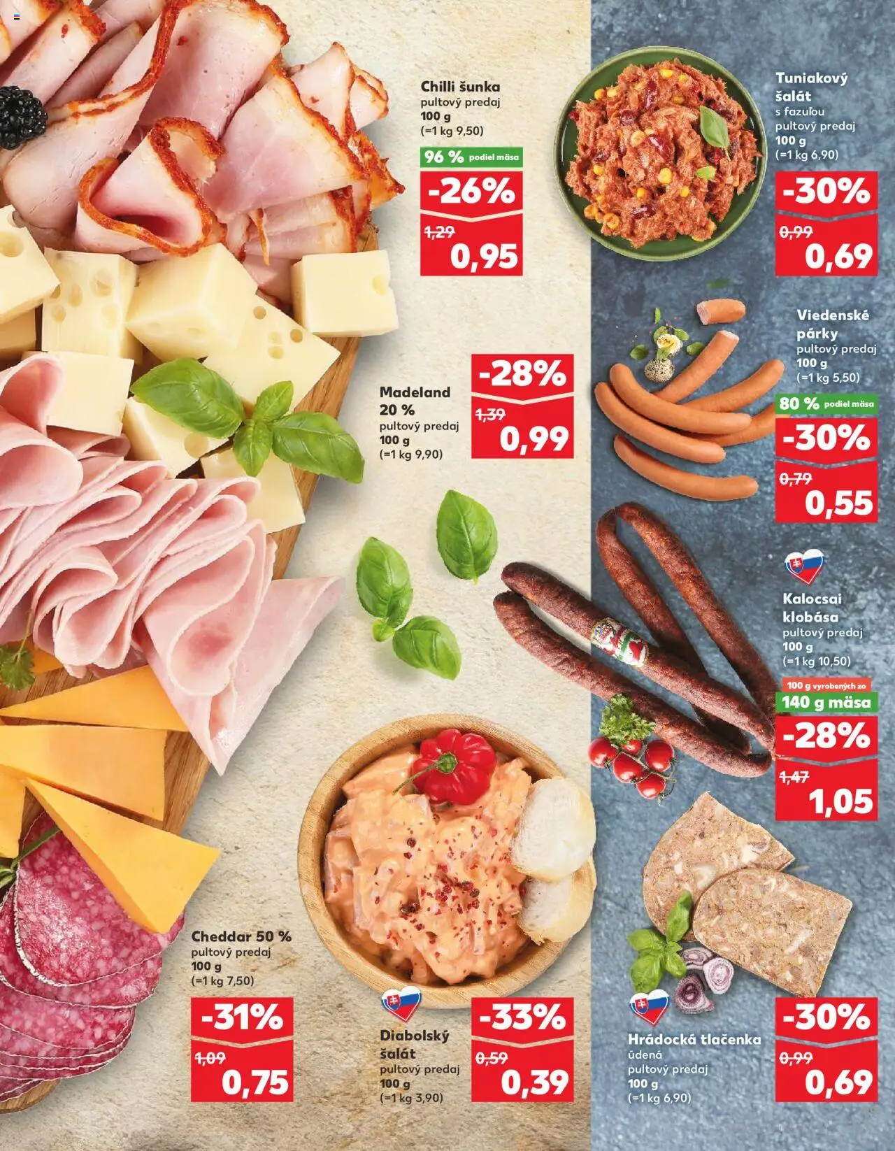 Nové Kaufland akcie – leták je platný od 21.08.2025 | Strana: 19 | Produkty: Cheddar, Klobása, Tlačenka, Párky