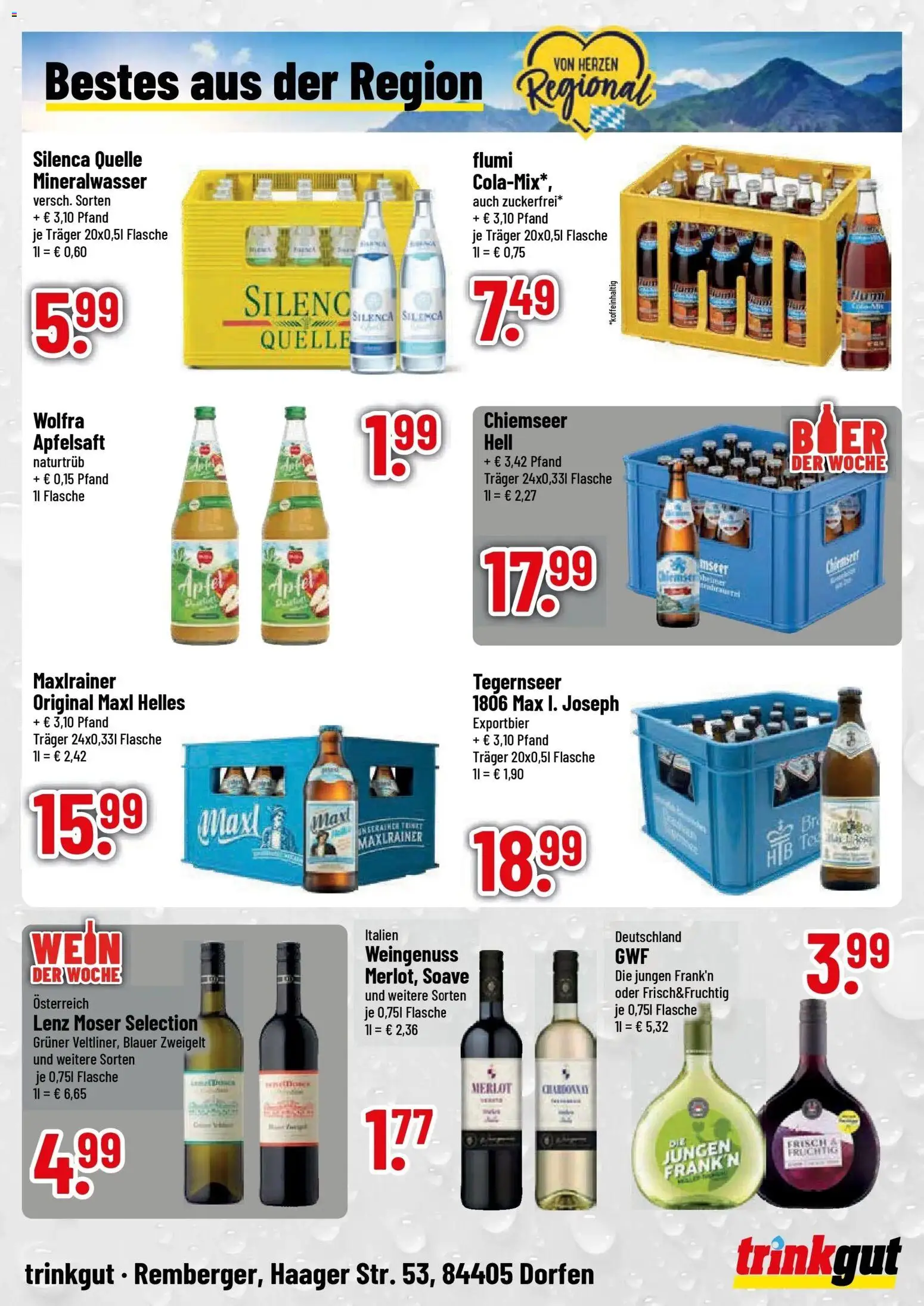 Trinkgut Prospekt Dorfen (ab 17.08.2026) » Angebote online | Seite: 4 | Produkte: Merlot, Äpfel, Mineralwasser, Wein