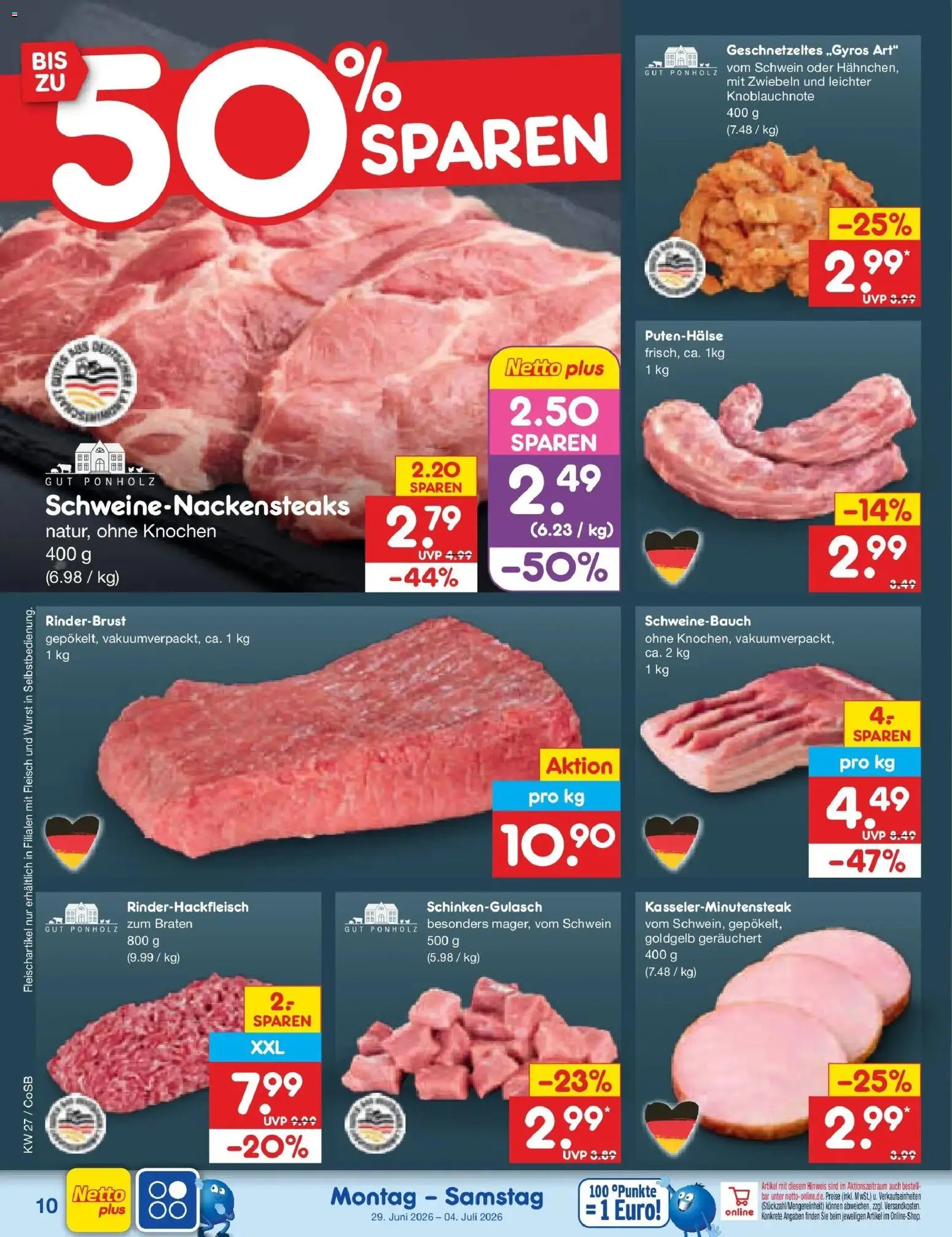 Netto Marken-Discount Prospekt Bitterfeld-Wolfen – gültig ab 29.06.2026 | Seite: 14 | Produkte: Schweinebauch, Zwiebeln, Wurst, Fleisch