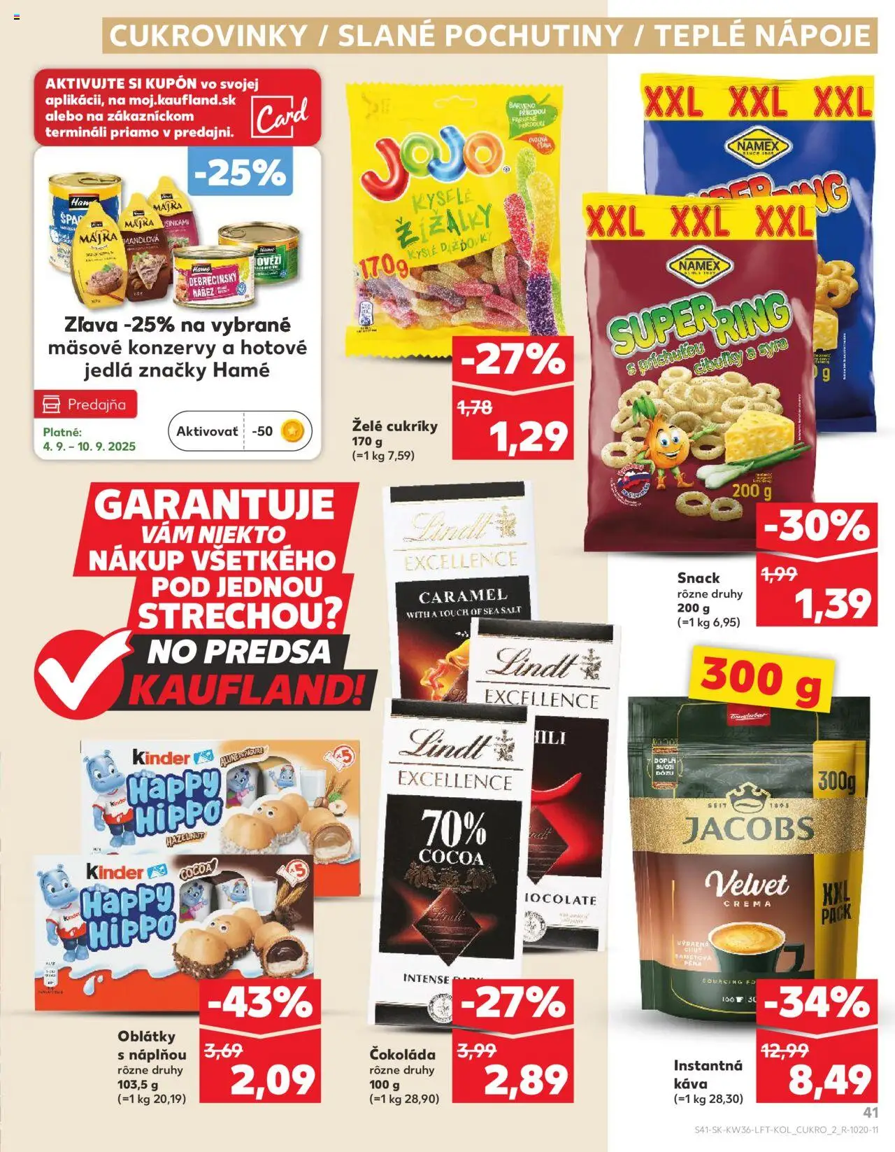 Nové Kaufland akcie – leták je platný od 04.09.2025 | Strana: 41 | Produkty: Lindt, Kinder, Čokoláda, Cukríky