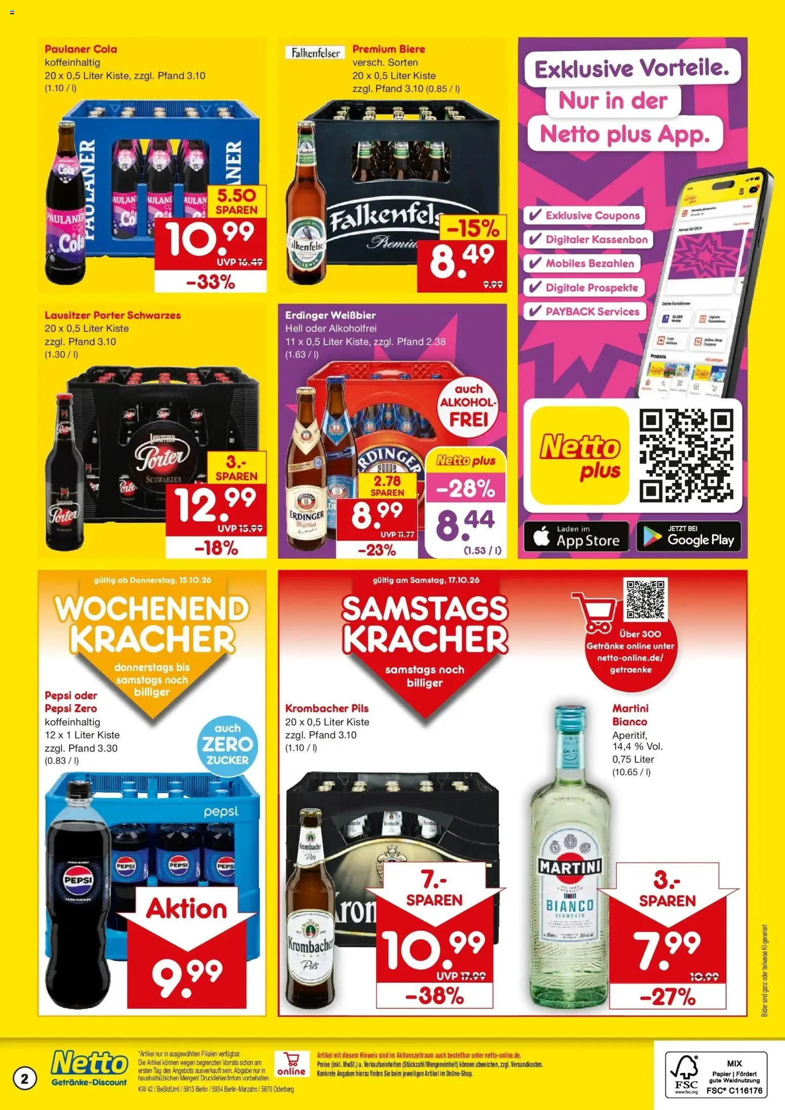 Netto Marken-Discount Prospekt Berlin-Marzahn – gültig ab 12.10.2026 | Seite: 2 | Produkte: Martini, Erdinger, Alkohol, Krombacher