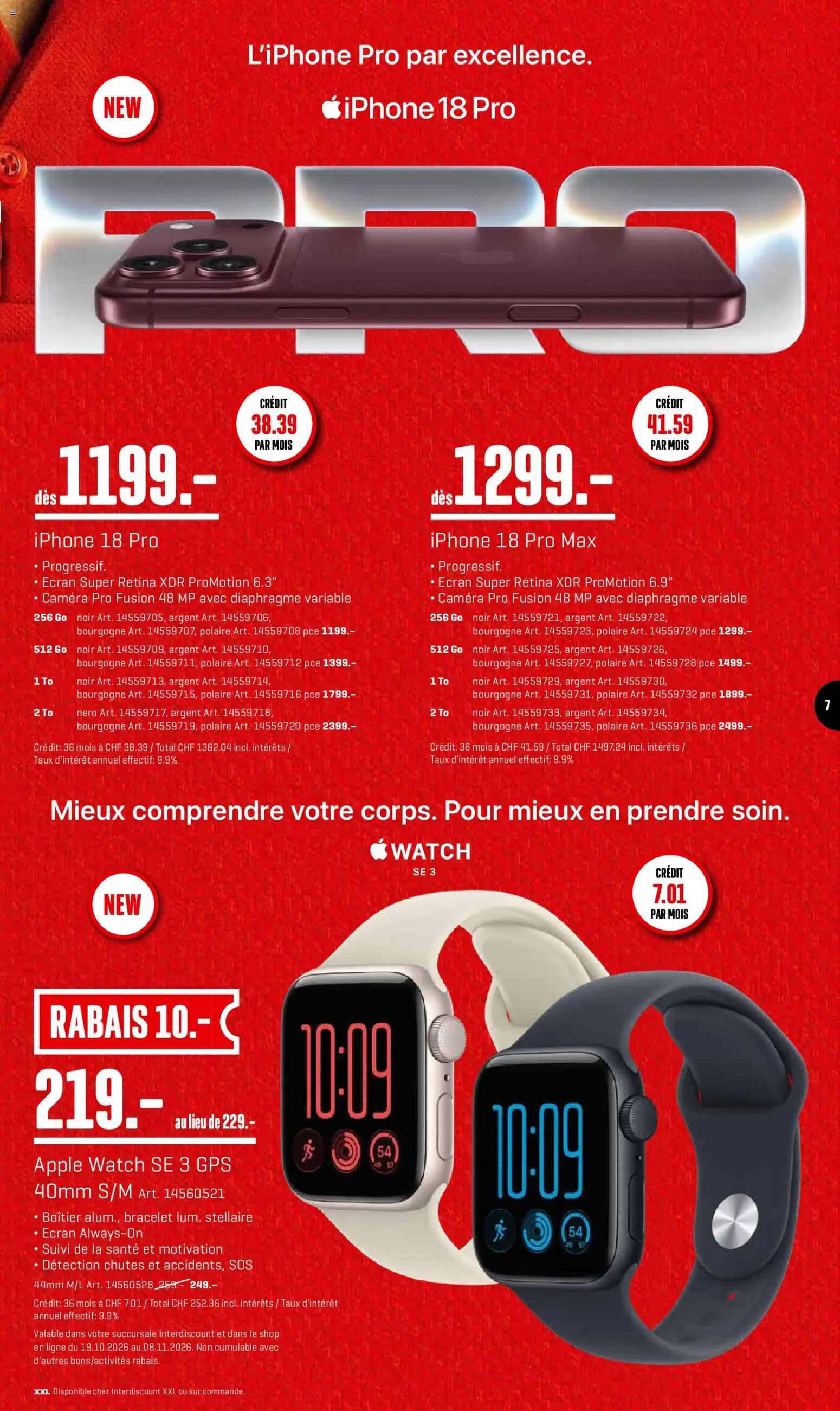 Interdiscount aktionen FR – gültig ab 19.10.2026 | Seite: 7 | Produkte: Apple, Iphone, Apple Watch