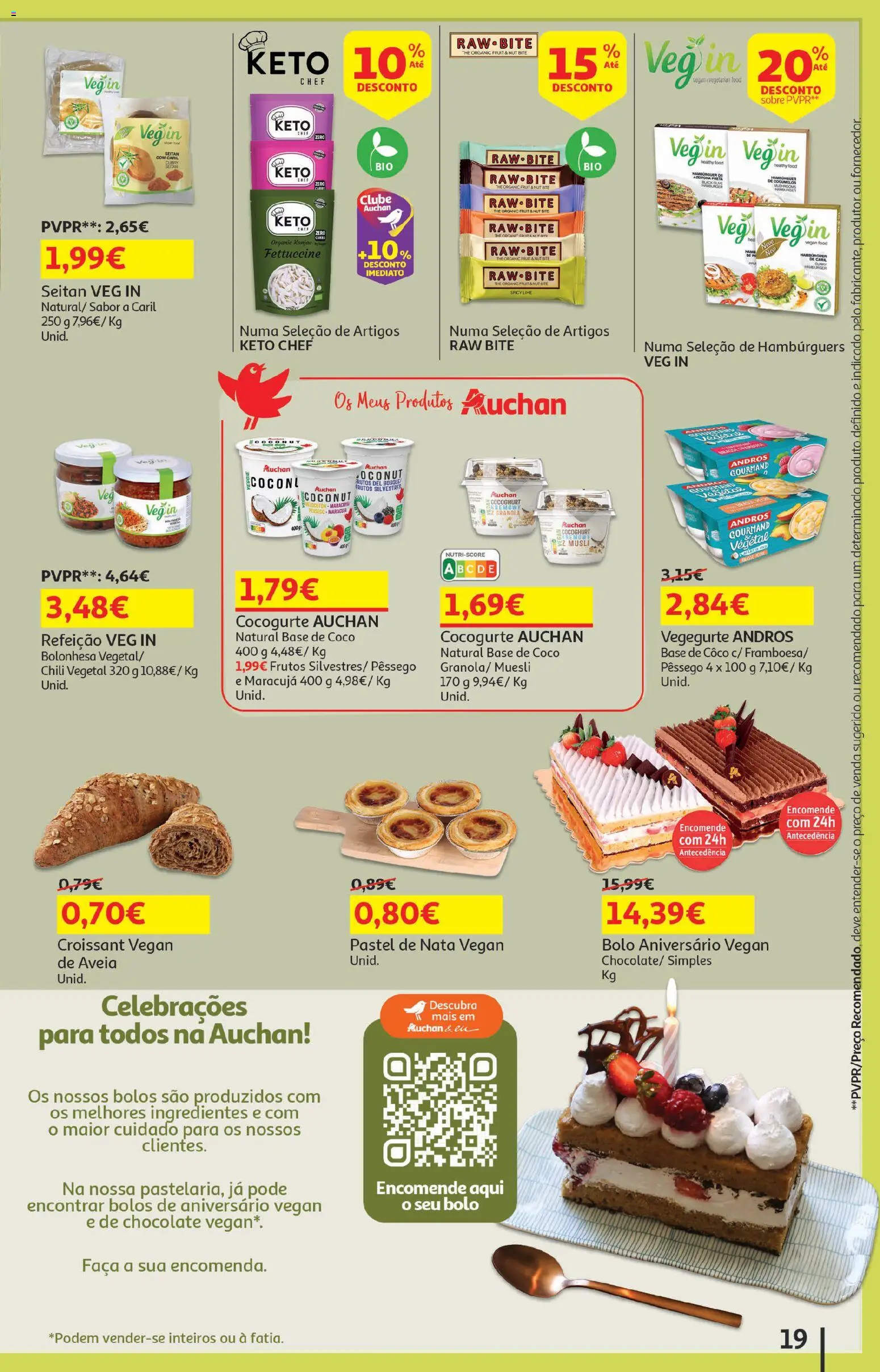 Auchan - Festa de Verão │ válido de 05/08/2026 | Página: 19 | Produtos: Faca, Bolo, Hambúrguer, Chocolate
