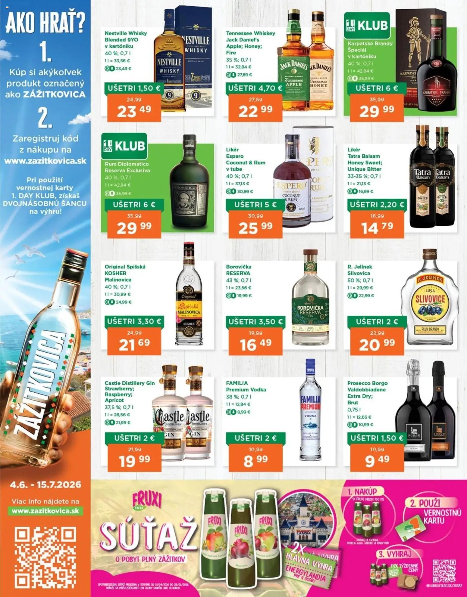 Nové 1day akcie – leták je platný od 04.06.2026 | Strana: 2 | Produkty: Prosecco, Brandy, Rum, Jack Daniel's