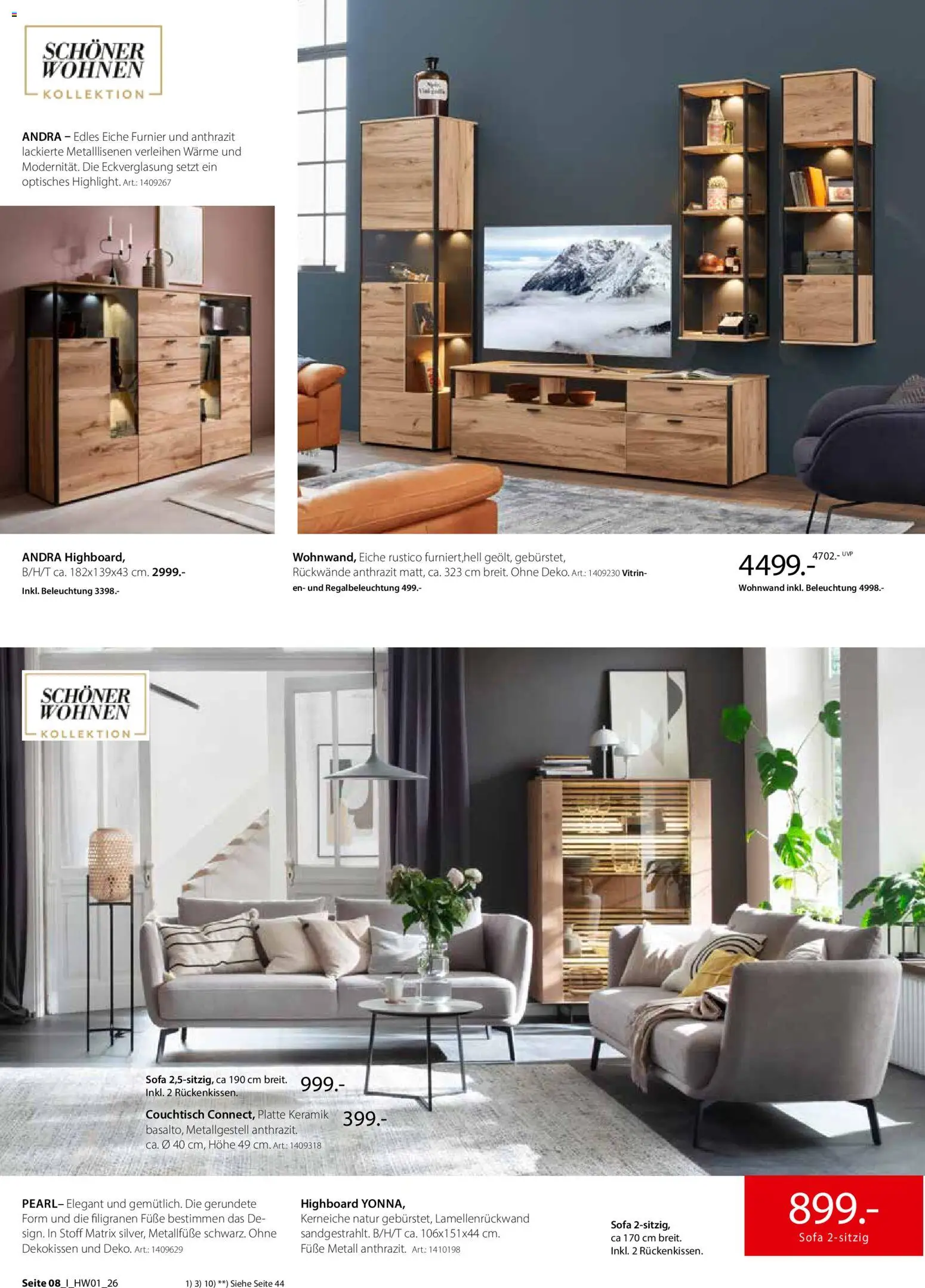 Zurbrüggen Hochwert Spezial – gültig ab 27.03.2026 | Seite: 8 | Produkte: Wohnwand, HIghboard, Sofa, Couchtisch