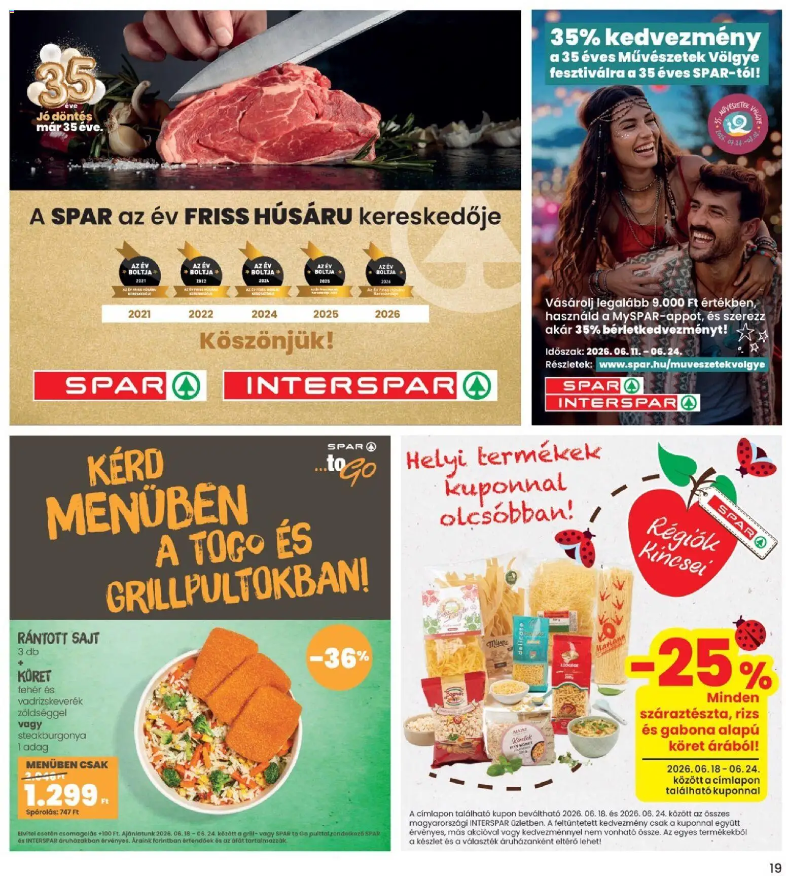 Interspar akciós ujság - amely érvényes a következő dátumtól: 18.06.2026 | Oldal: 19 | Termékek: Grill, Rántott sajt, Sajt, Rizs
