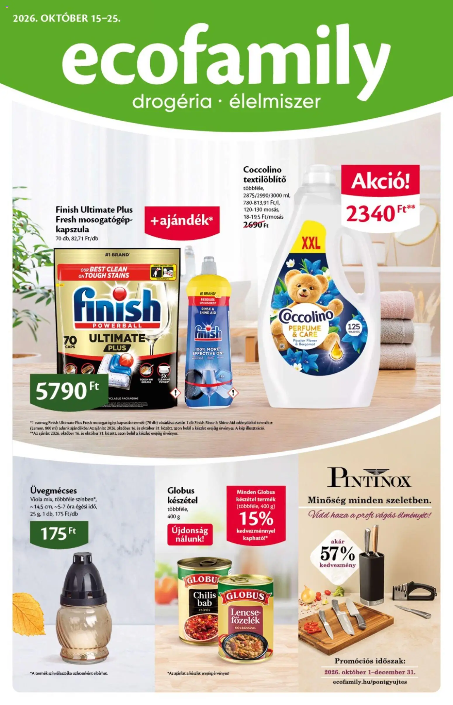 Ecofamily akciós ujság - amely érvényes a következő dátumtól: 2026.10.15. | Oldal: 1 | Termékek: Kapszula, Coccolino, Lencse, Finish