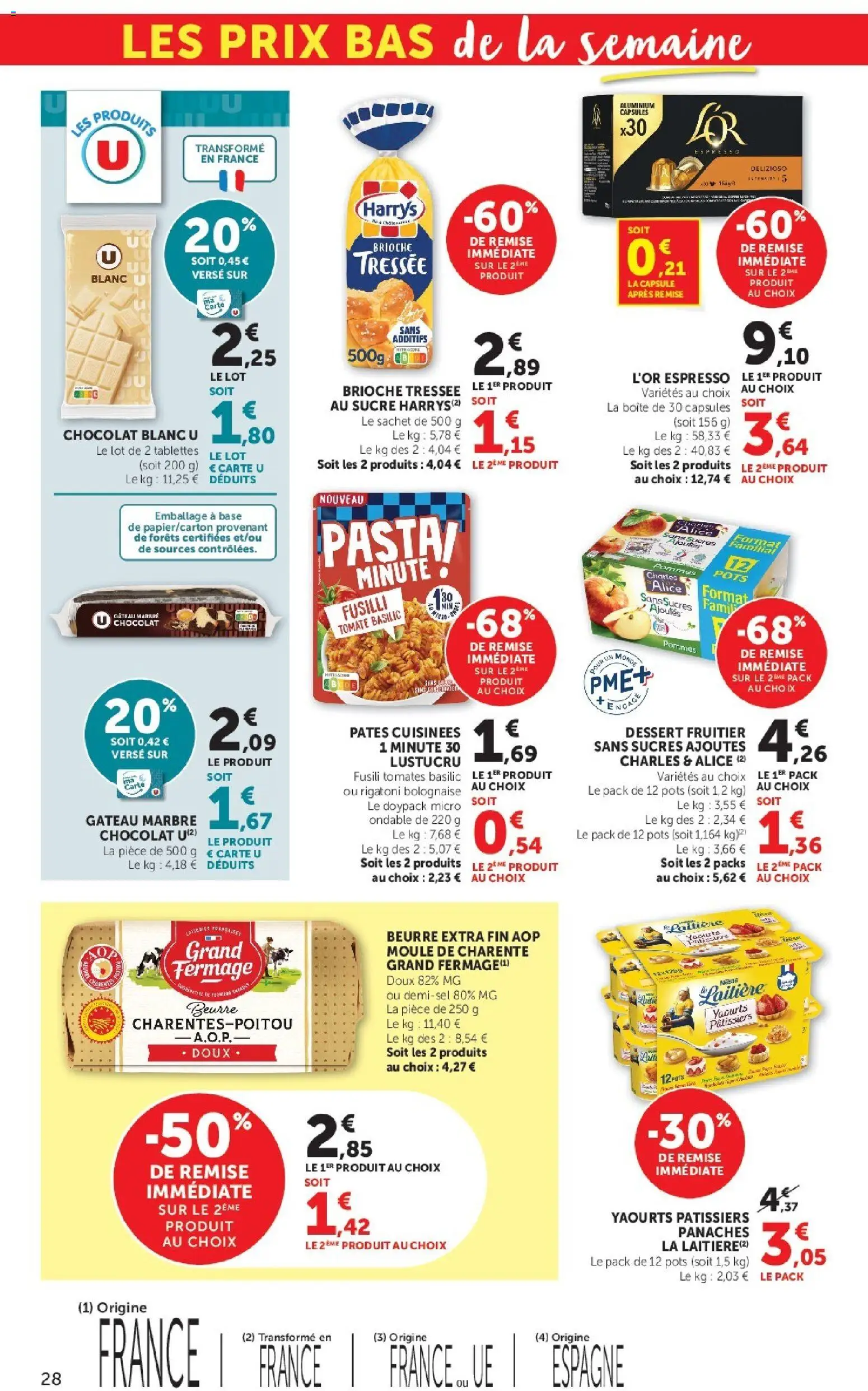 {H1} | Page: 28 | Produits: Base, Chocolat, Pommes, Tomates