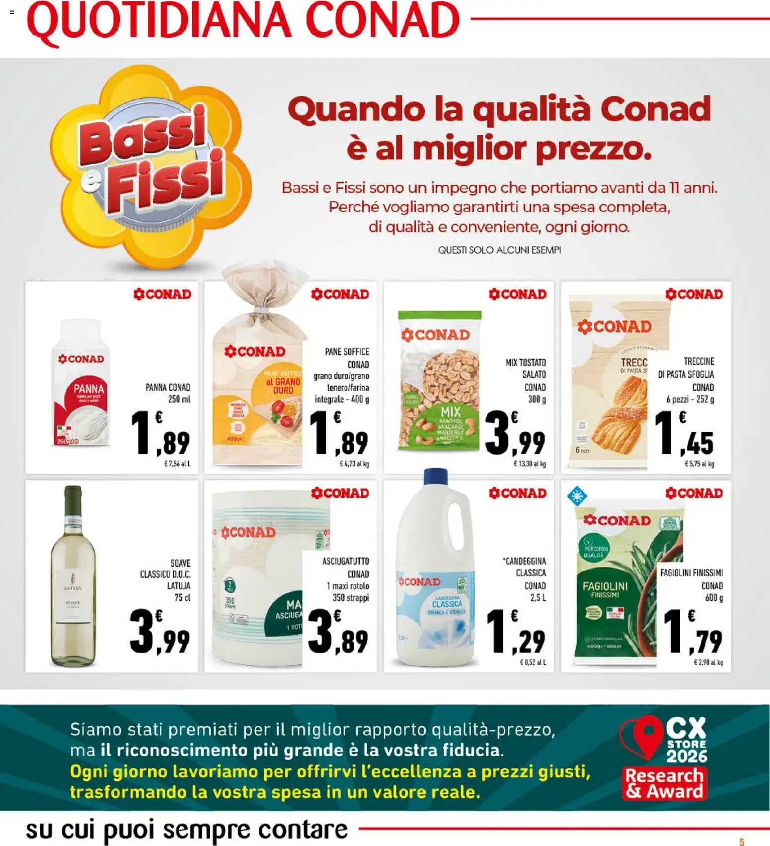 Volantino Conad del 05/08/2026 | Pagina: 5 | Prodotti: Candeggina, Pasta sfoglia, Anacardi, Mandorle