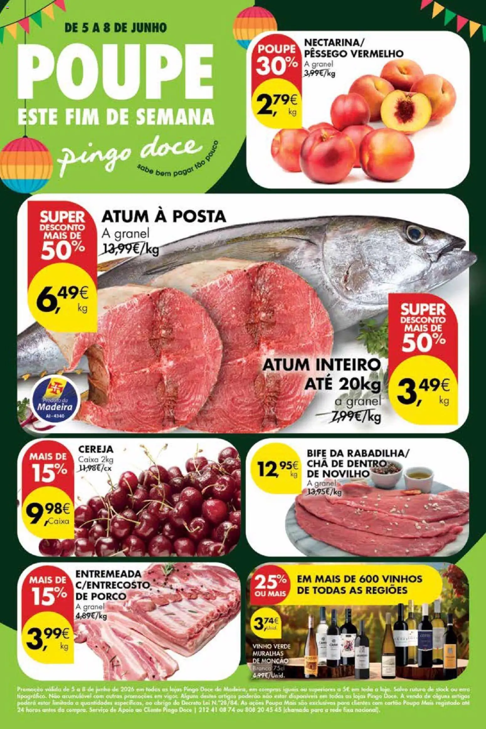 Pingo Doce Poupe este Fim de Semana Madeira │ válido de 05.06.2026 | Página: 1 | Produtos: Atum, Cereja, Vinho, Chá