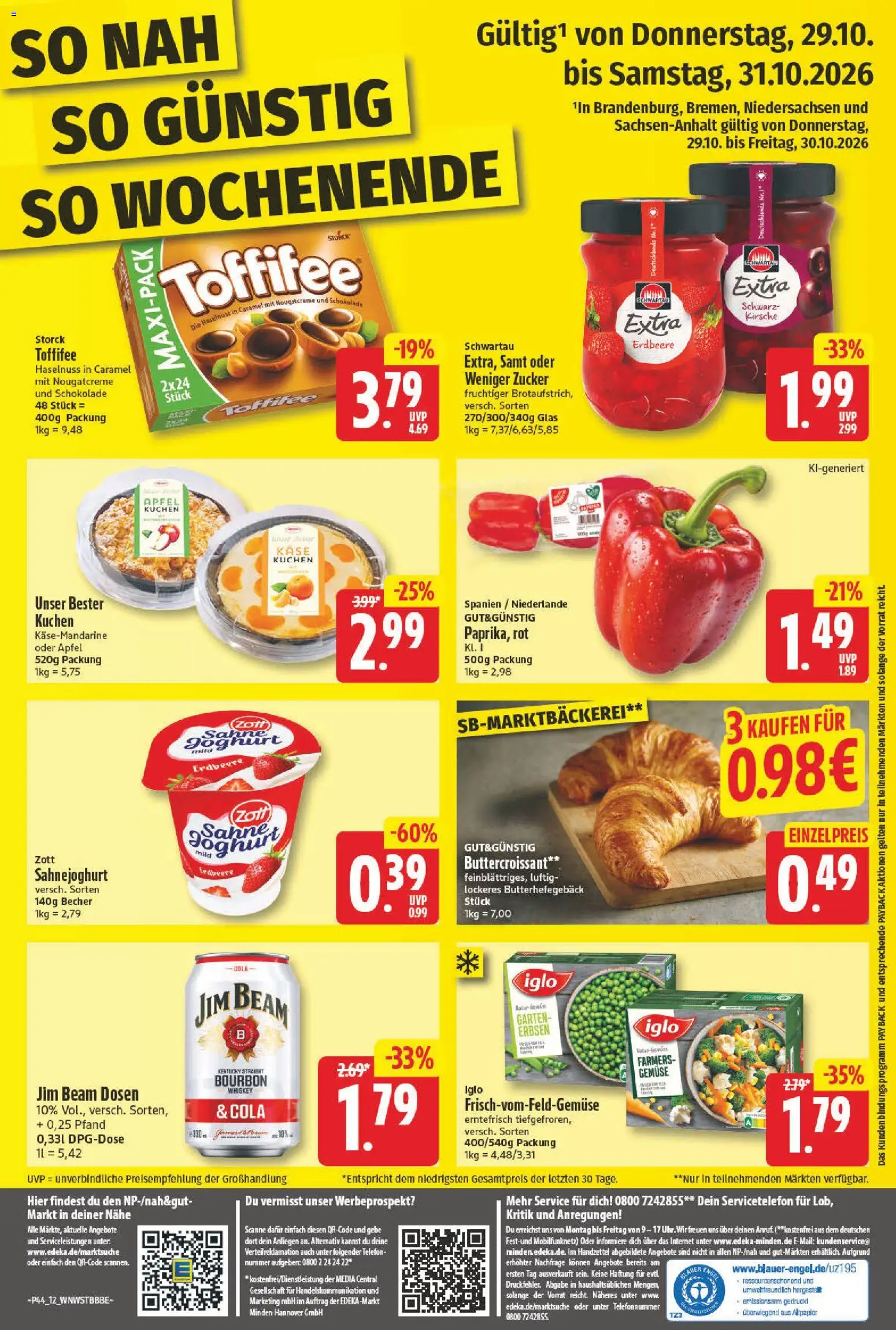 NP Discount Prospekt – gültig ab 26.10.2026 | Seite: 12 | Produkte: Cola, Käse, Joghurt, Toffifee