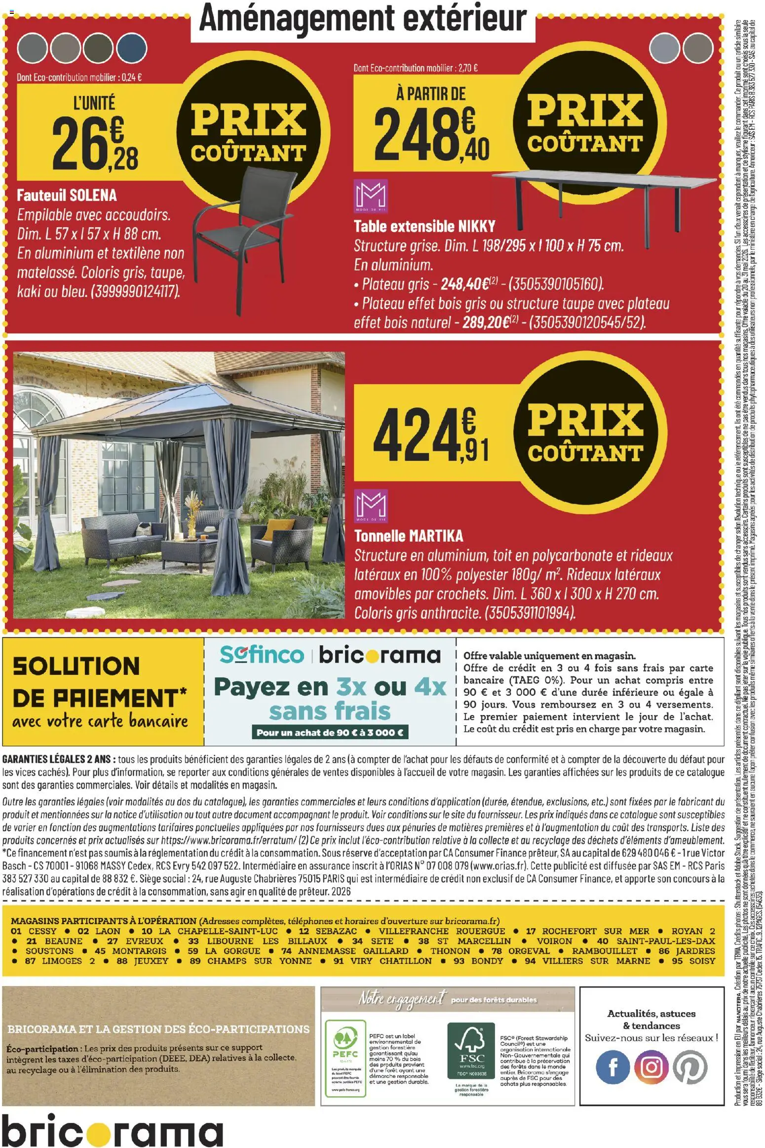{H1} | Page: 12 | Produits: Plateau, Kaki, Tonnelle, Table