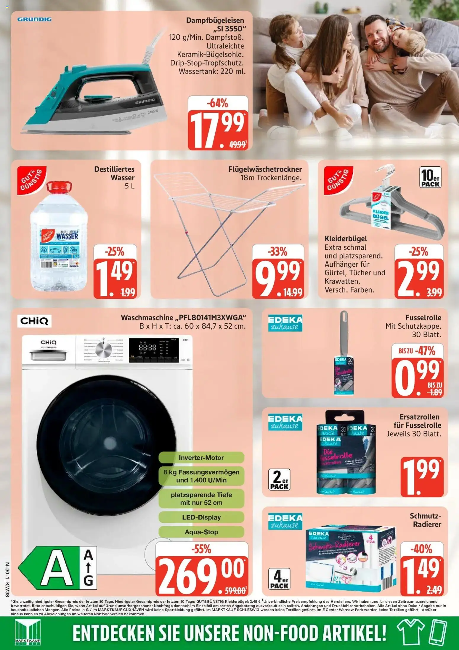 Edeka Prospekt Rostock (ab 14.09.2026) » Angebote Online | Seite: 37 | Produkte: Waschmaschine, Kleiderbügel, Wasser