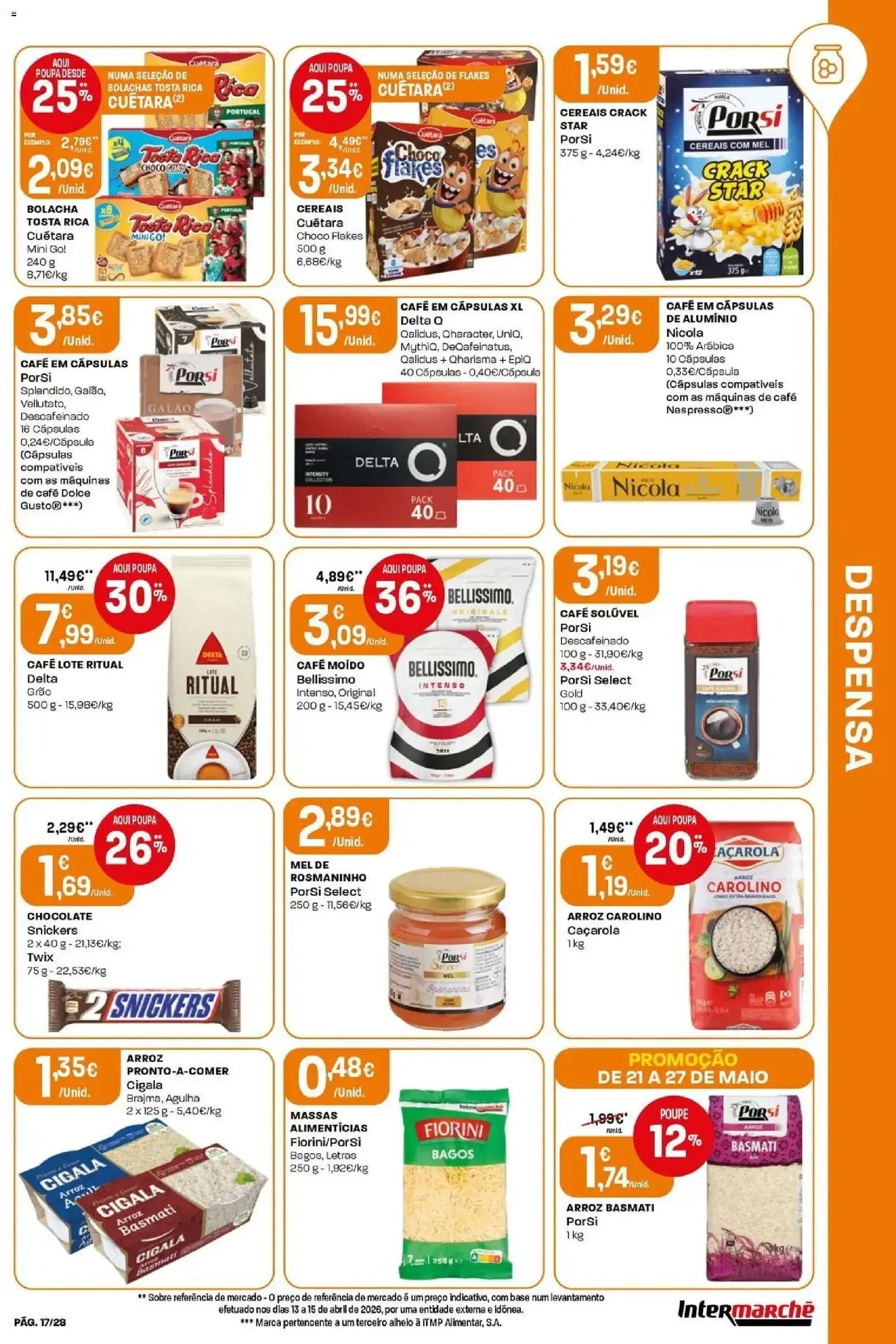Intermarché - Isto é que são preços BAIXOS │ válido de 21.05.2026 | Página: 17 | Produtos: Delta q, Bolachas, Base, Arroz