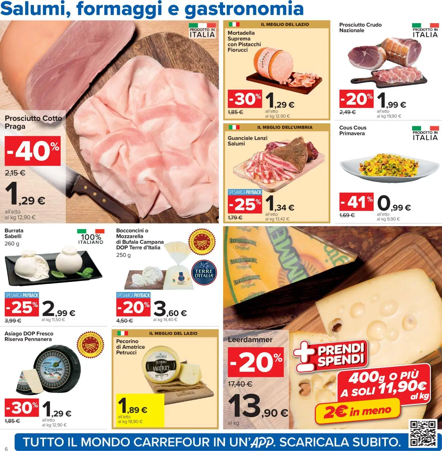 Volantino Carrefour del 21.04.2026 | Pagina: 6 | Prodotti: Prosciutto Crudo, Cous cous, Pecorino, Burrata