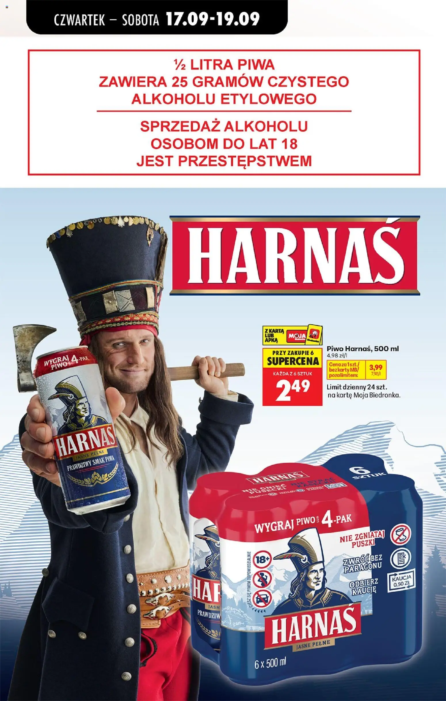 Biedronka gazetka od czwartku od 17.09.2026 | Strona: 72 | Produkty: Karta, Piwo Harnaś, Harnaś, Piwo