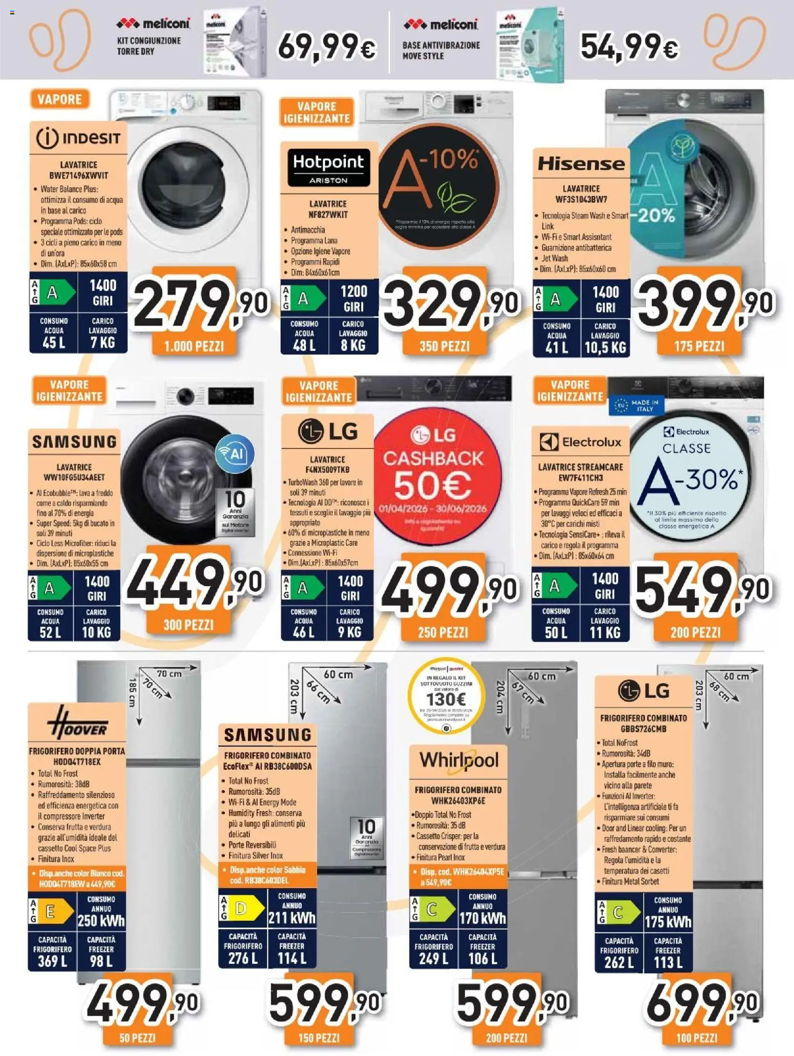 Volantino Unieuro del 26/06/2026 | Pagina: 23 | Prodotti: Compressore, Acqua, Freezer, Lavatrice