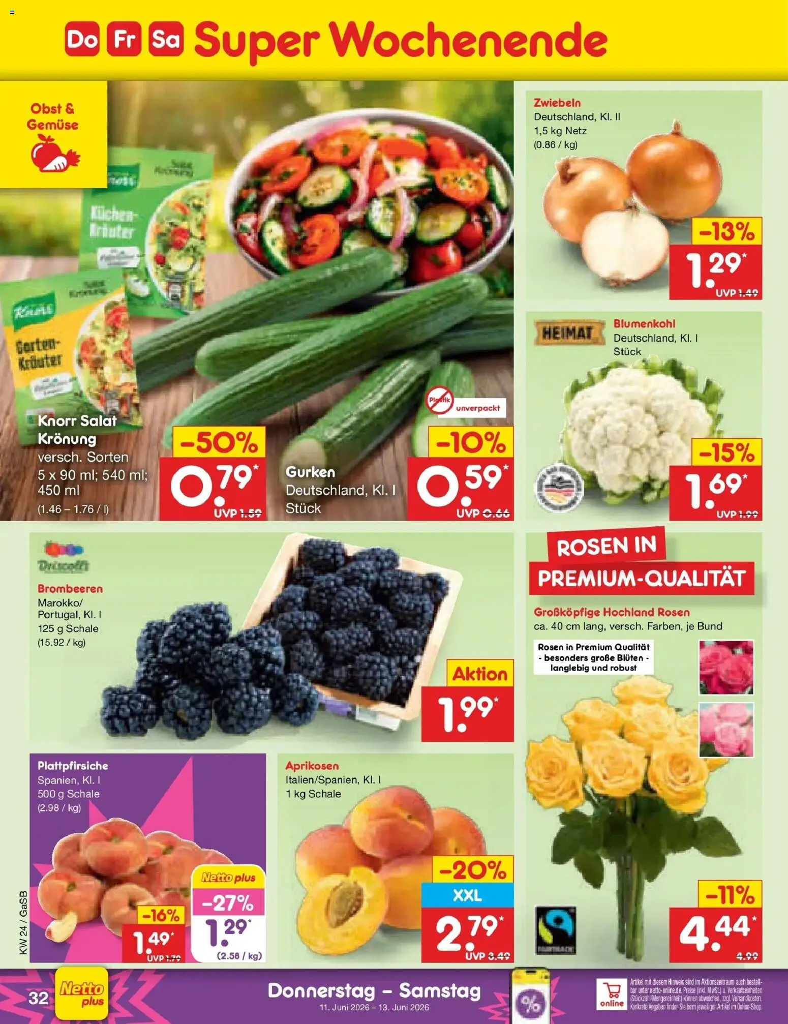 Netto Marken-Discount Prospekt Bremen-Lesum – gültig ab 08.06.2026 | Seite: 50 | Produkte: Zwiebeln, Gemüse, Obst, Blumenkohl