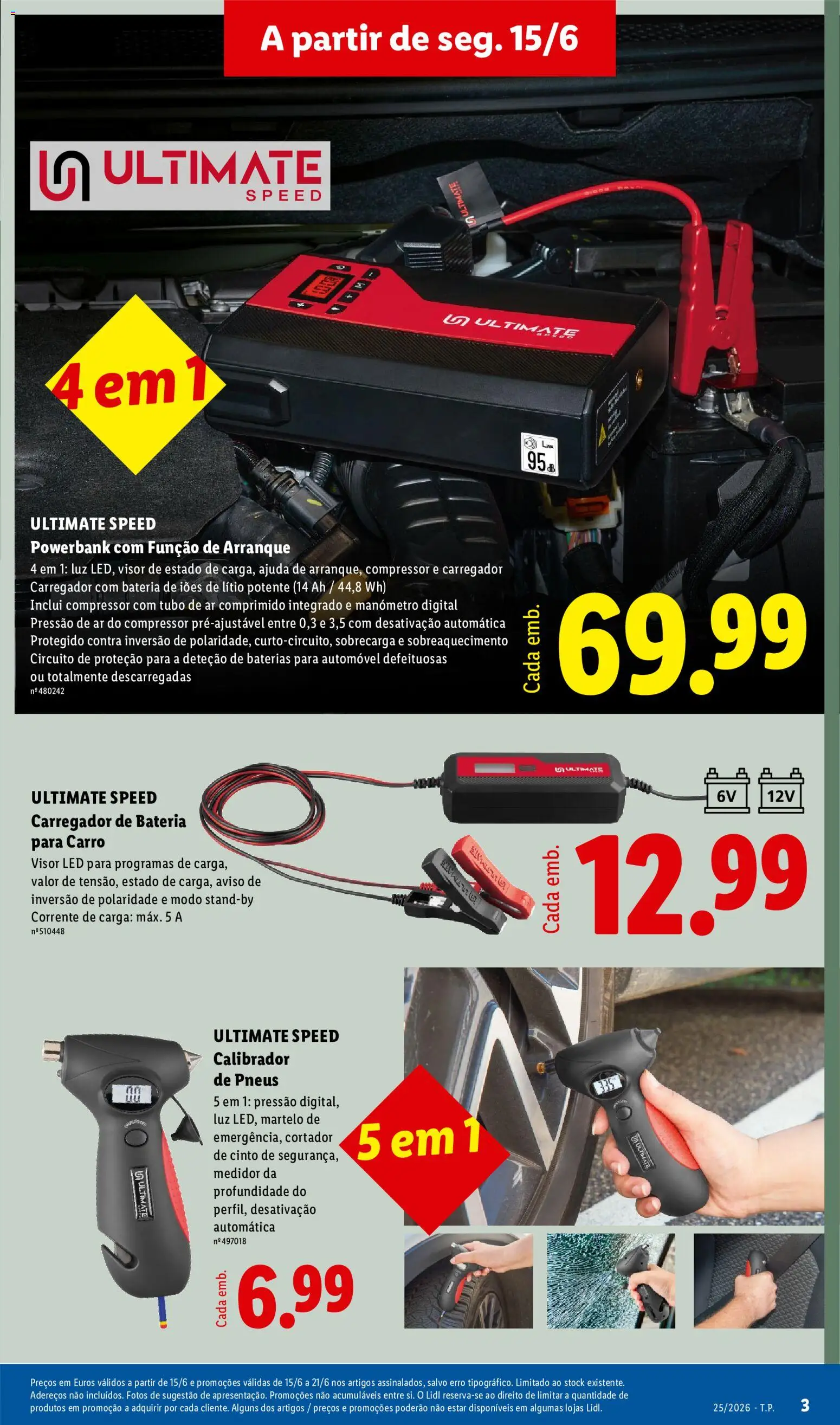 Lidl Novidades │ válido de 15.06.2026 | Página: 3 | Produtos: Cinto, Cortador, Martelo, Compressor
