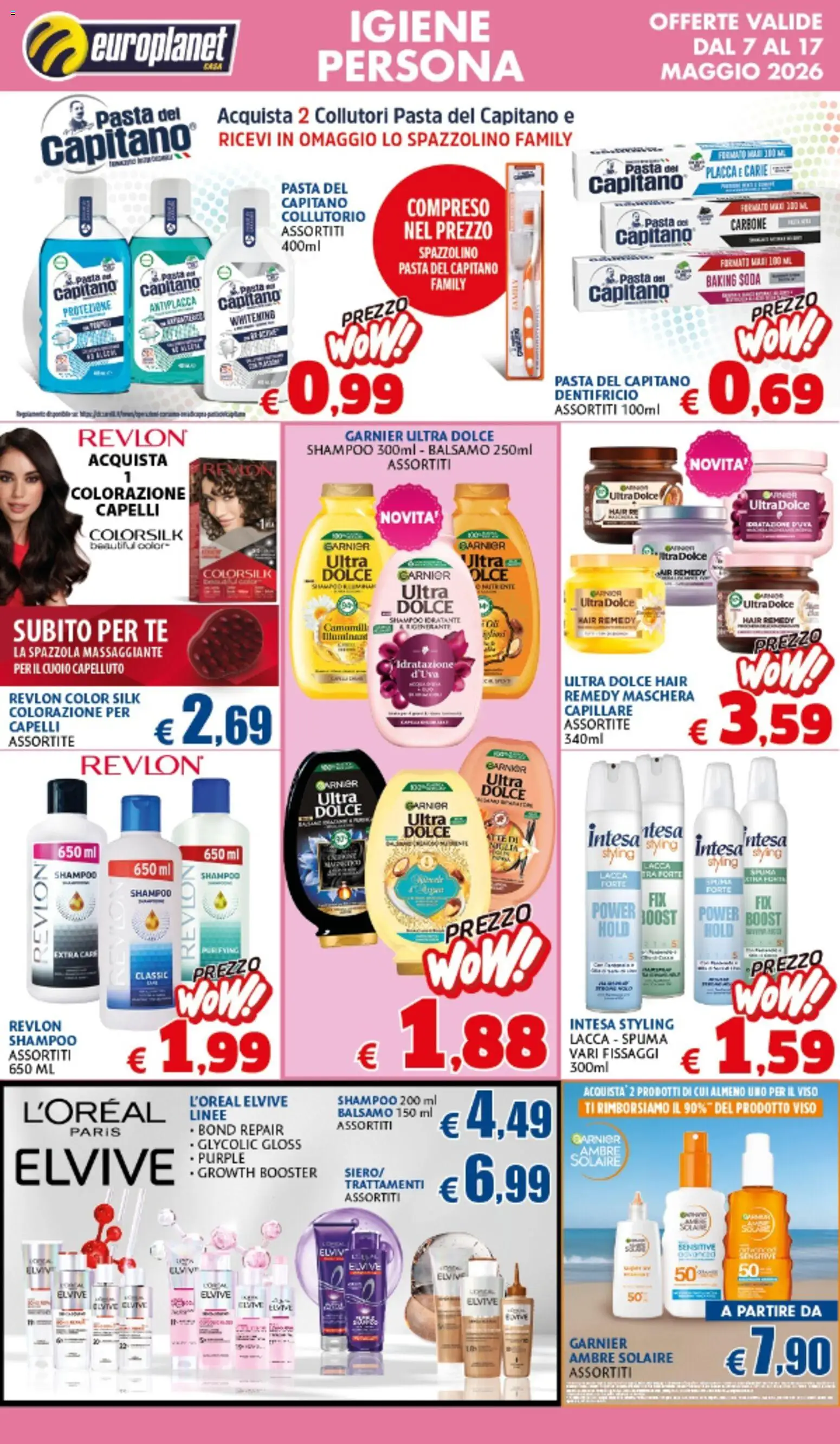 Volantino Europlanet Casa del 07.05.2026 | Pagina: 2 | Prodotti: Balsamo, Maschera, Lacca, Dentifricio