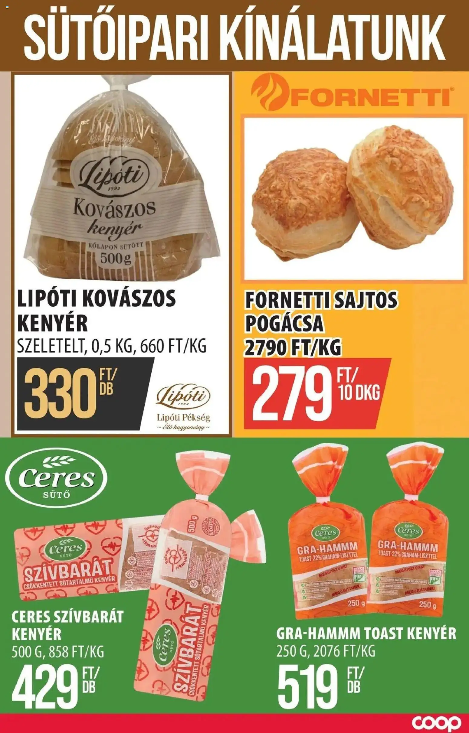 COOP Szolnok akciós újság Szákszend - 2026.09.10. -tól/töl > akció, lapozható szórólap 🛍️ | Oldal: 8 | Termékek: Fornetti, Kenyér, Toast kenyér, Pogácsa