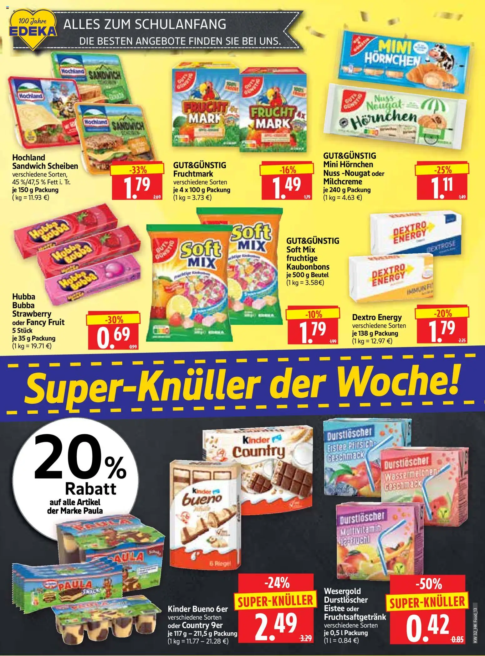 HERKULES Prospekt – gültig ab 03.08.2026 | Seite: 13 | Produkte: Durstloscher, Energy, Kinder bueno, Pfirsich