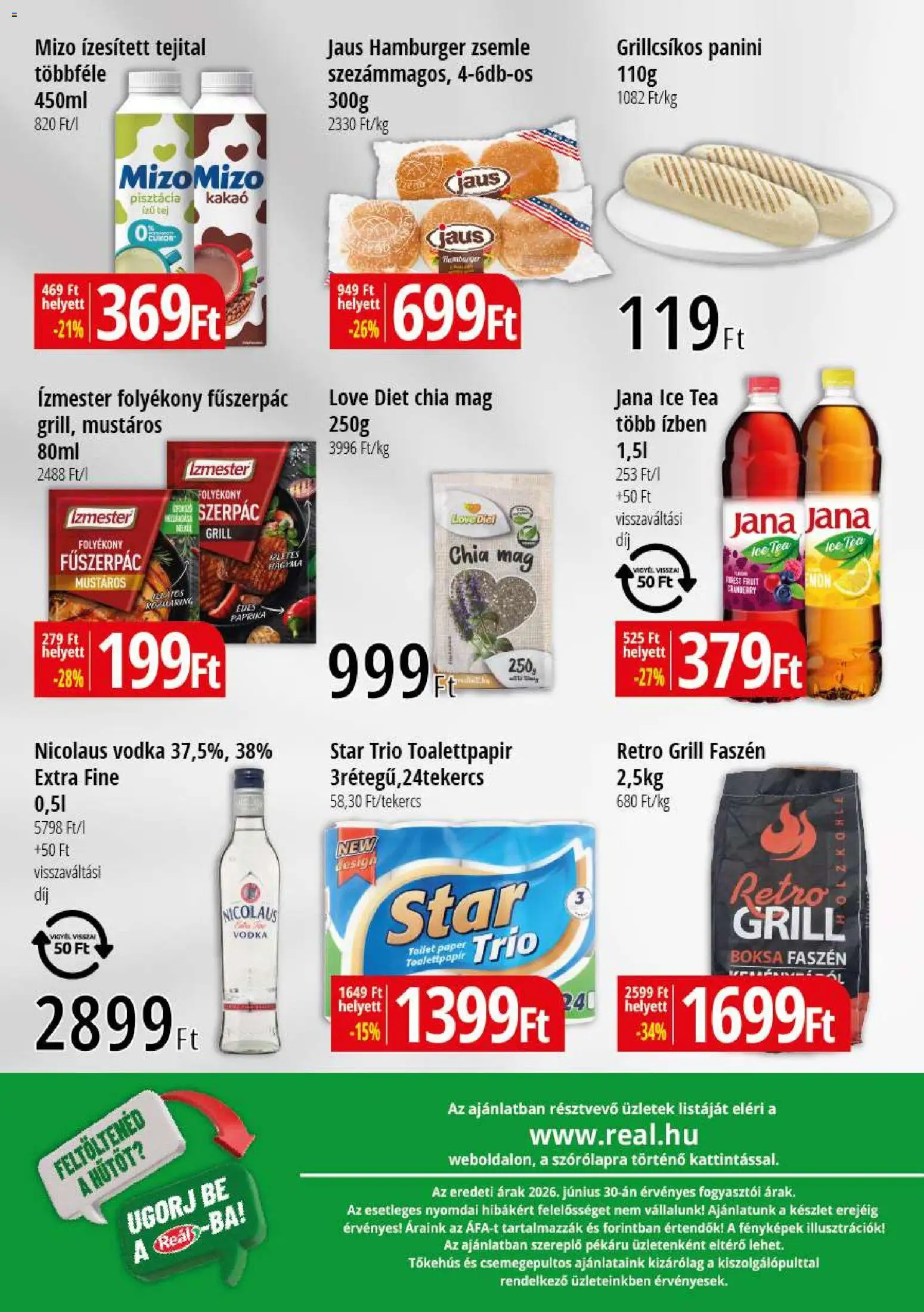 Reál akciós ujság - amely érvényes a következő dátumtól: 2026.07.09. | Oldal: 2 | Termékek: Hamburger zsemle, Zsemle, Chia mag, Tea