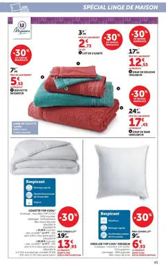 Hyper U - Prévisualisation de Hyper U - Les prix bas de la semaine valide à partir de 21.04.2026 | Page: 45 | Produits: Enveloppe, Douche, Couette, Gants