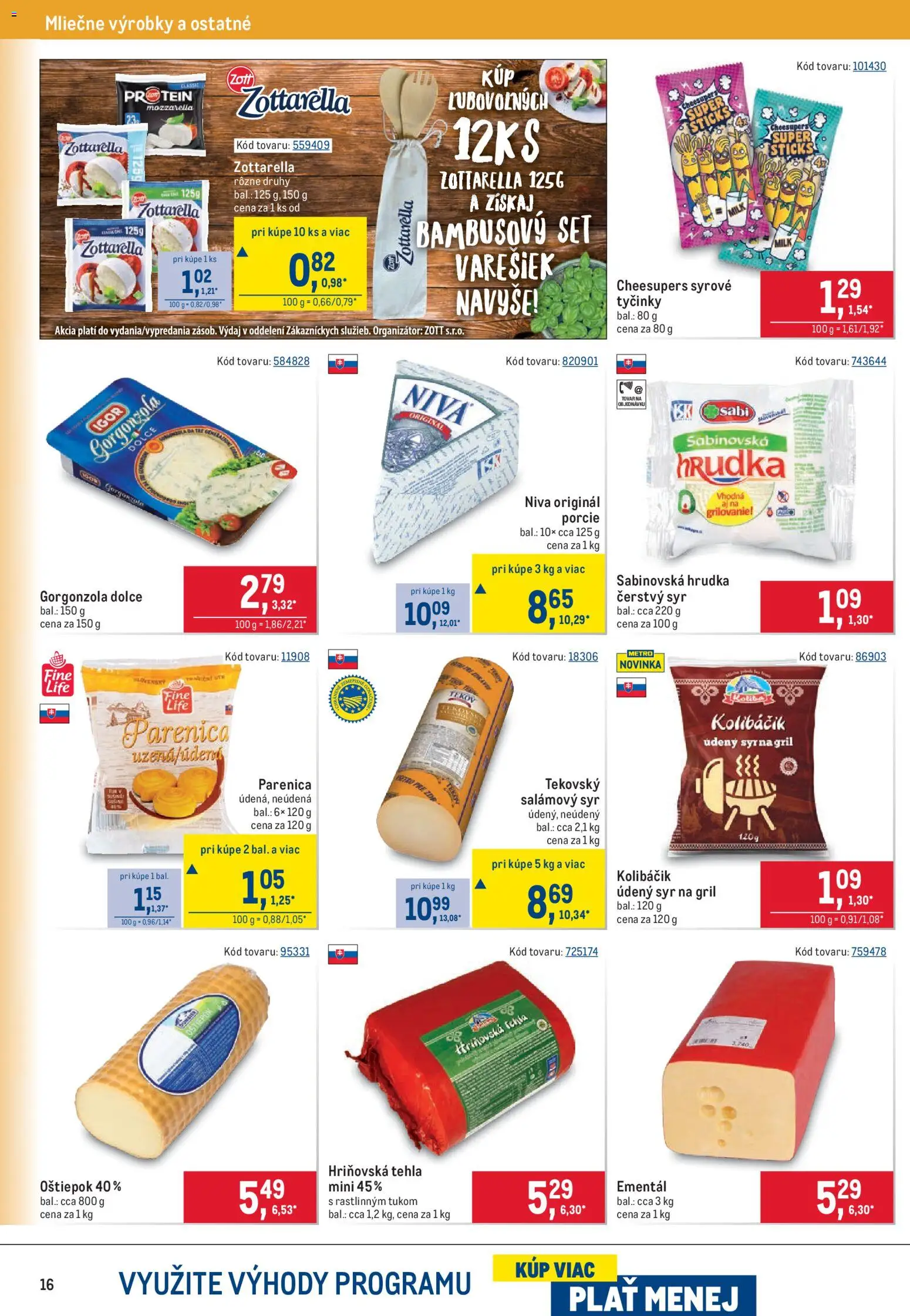 Nové Metro akcie – leták je platný od 17.06.2026 | Strana: 16 | Produkty: Gril, Syr, Mozzarella