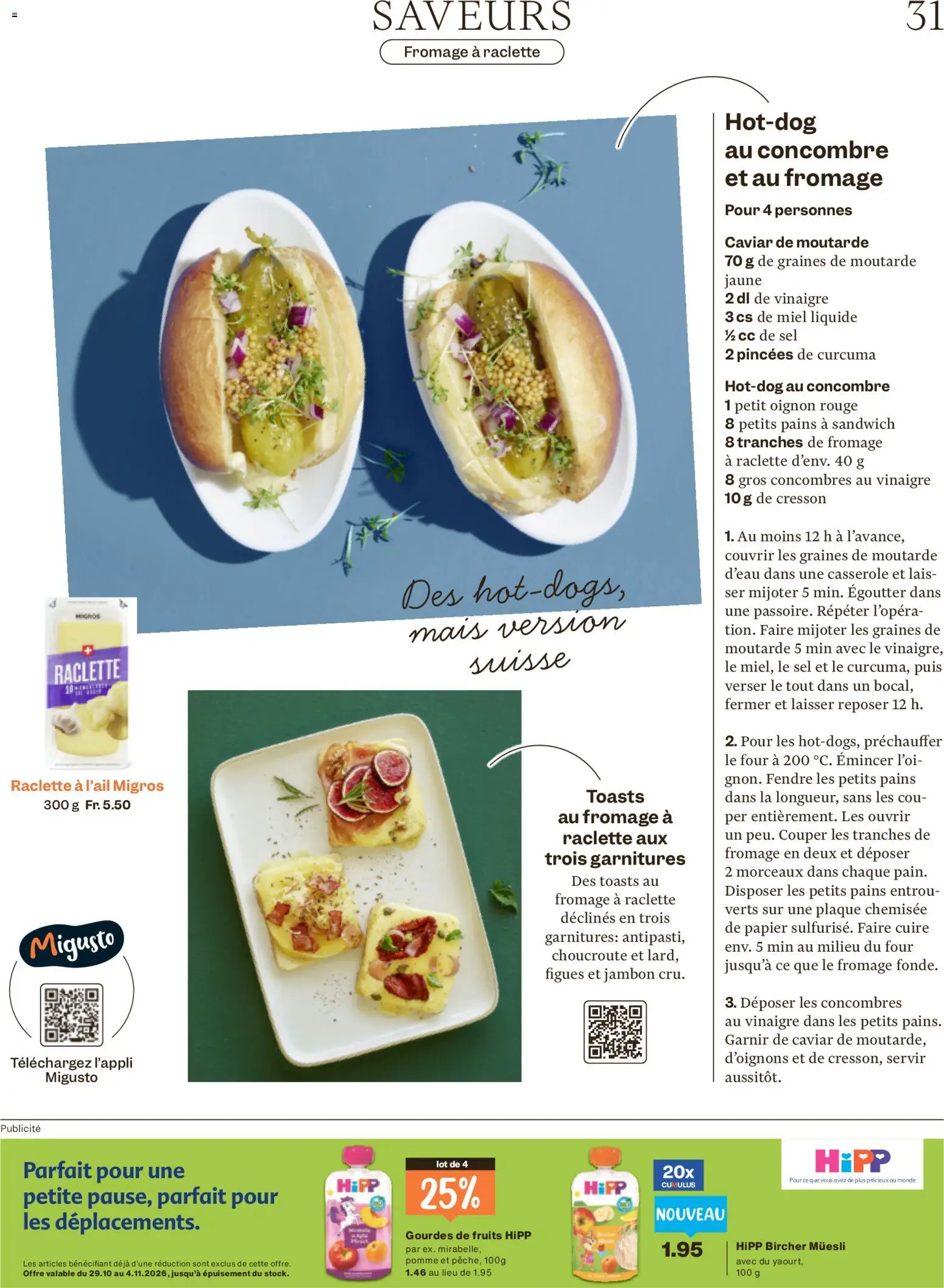 Migros aktionen Magazine FR – gültig ab 29.10.2026 | Seite: 31 | Produkte: Mais, Rouge, Raclette