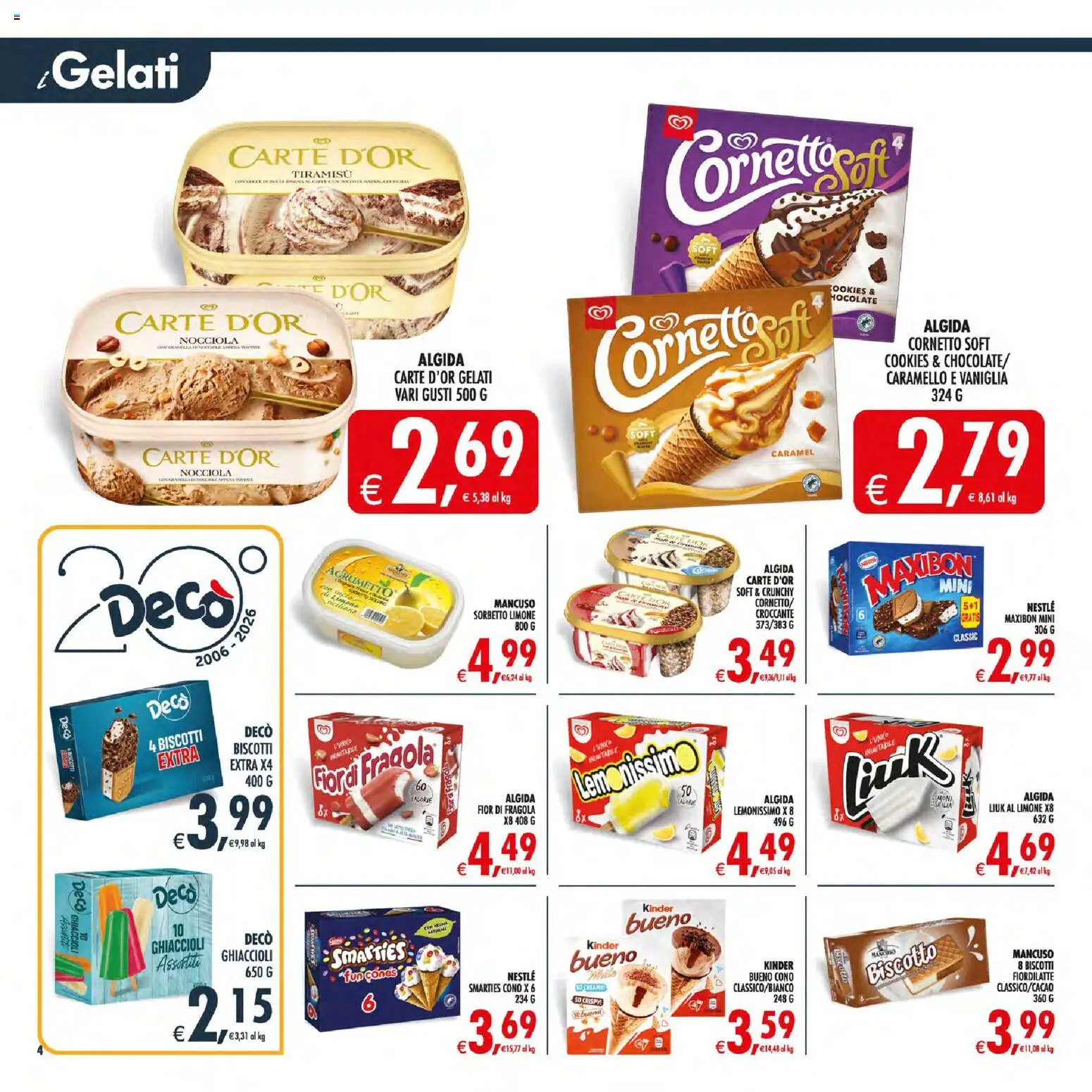 Volantino Decò del 30/06/2026 | Pagina: 5 | Prodotti: Ghiaccioli, Cornetto, Biscotti, Limone