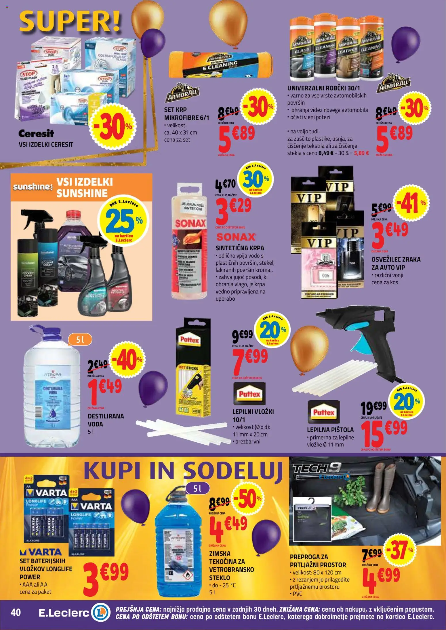 Novi E.leclerc katalog ponudbe – veljaven od 21.10.2026 | Stran: 40 | Izdelki: Vložki, Robčki, Kos, Voda