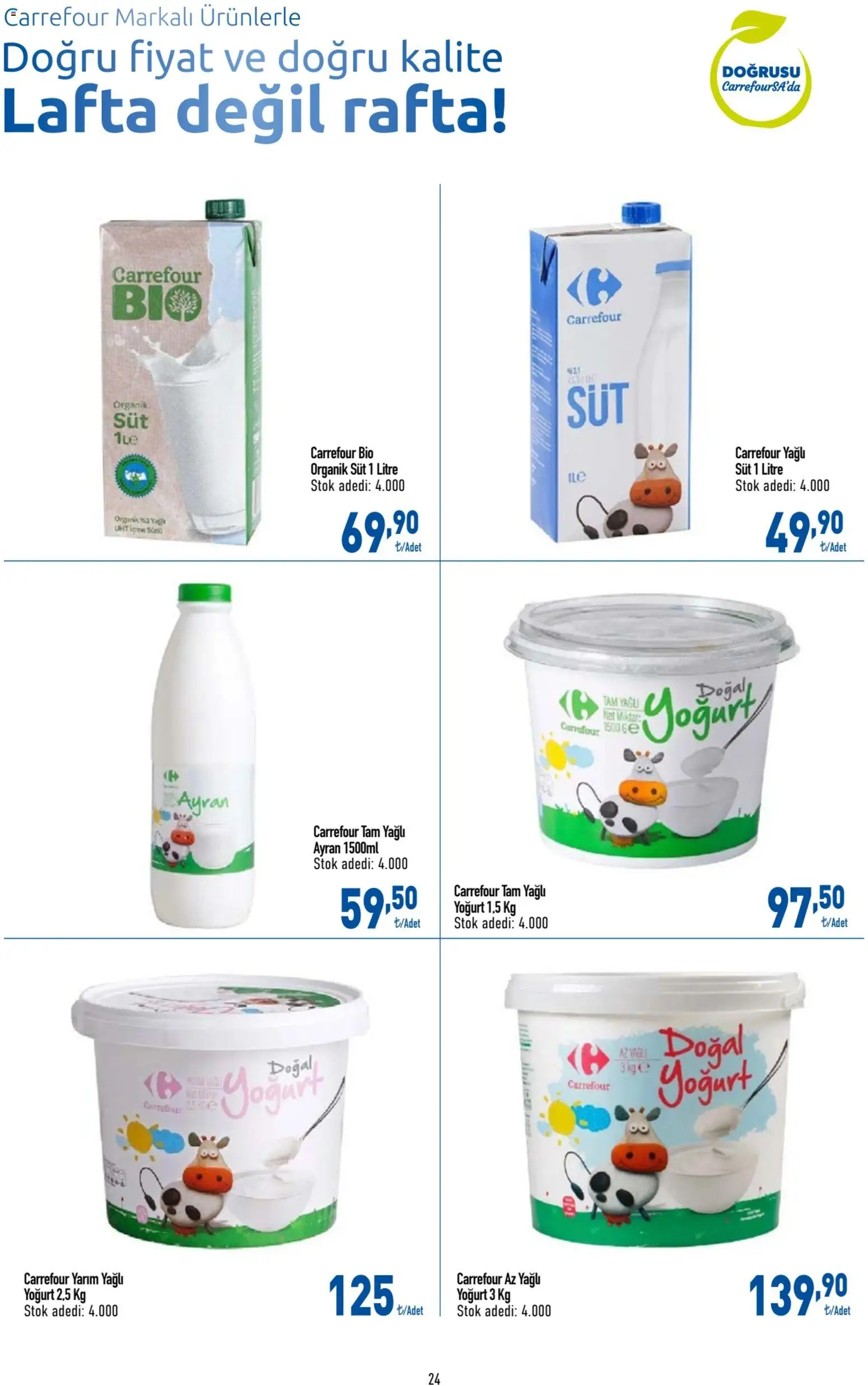 CarrefourSA Katalog - 09 Temmuz 2026 tarihinden itibaren geçerlidir | Sayfa: 24 | Ürünler: Süt, Yoğurt