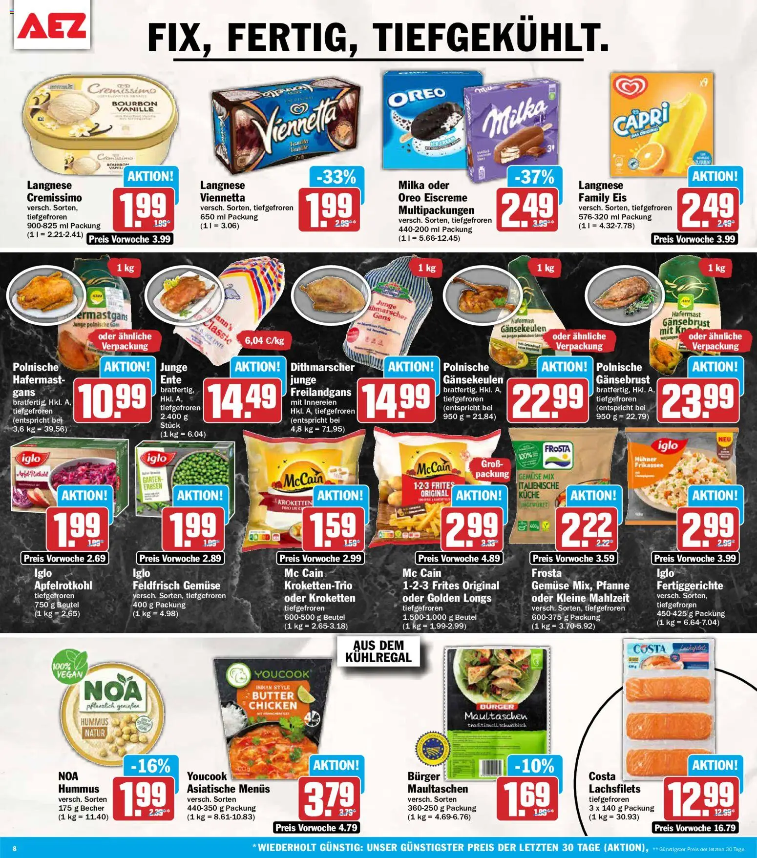 AEZ Prospekt – gültig ab 02.11.2026 | Seite: 8 | Produkte: Cremissimo, McCain, Milka, Bourbon