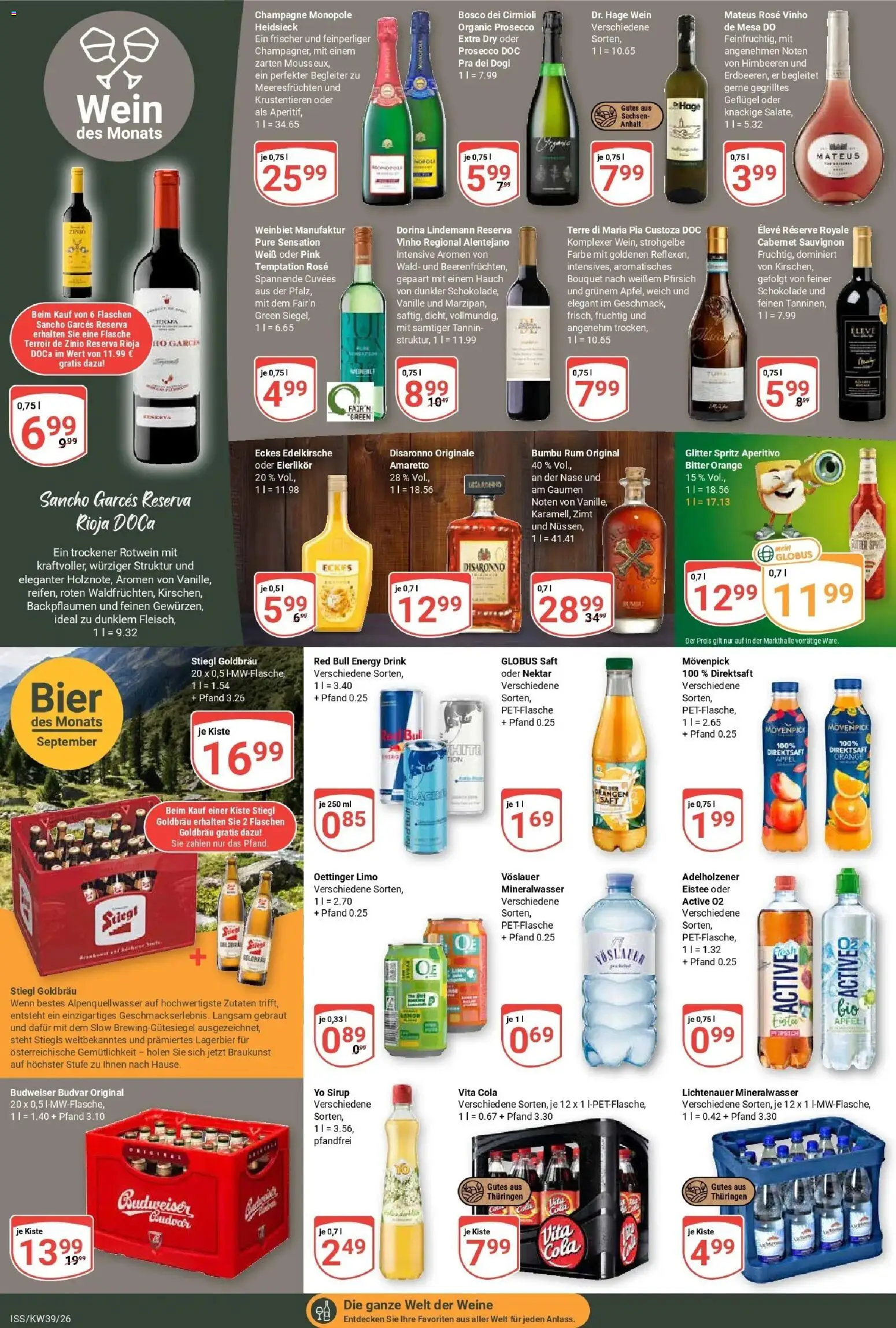 Globus Prospekt Isserstedt (ab 21.09.2026) » Angebote online | Seite: 21 | Produkte: Red bull, Äpfel, Prosecco, Pfirsich