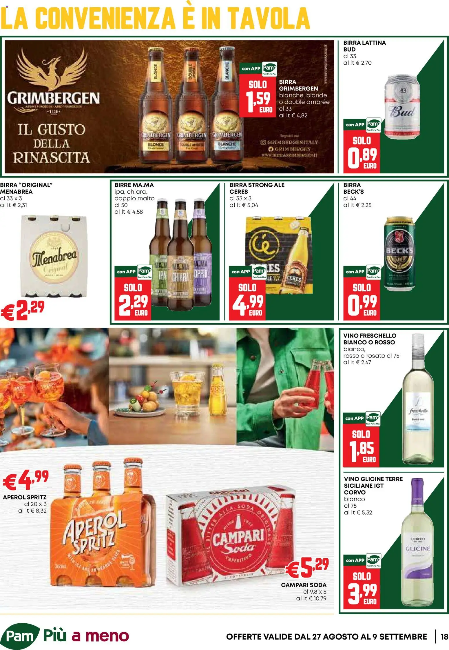 Volantino PAM del 27/08/2026 | Pagina: 18 | Prodotti: Birra, Vino, Aperol Spritz, Aperol