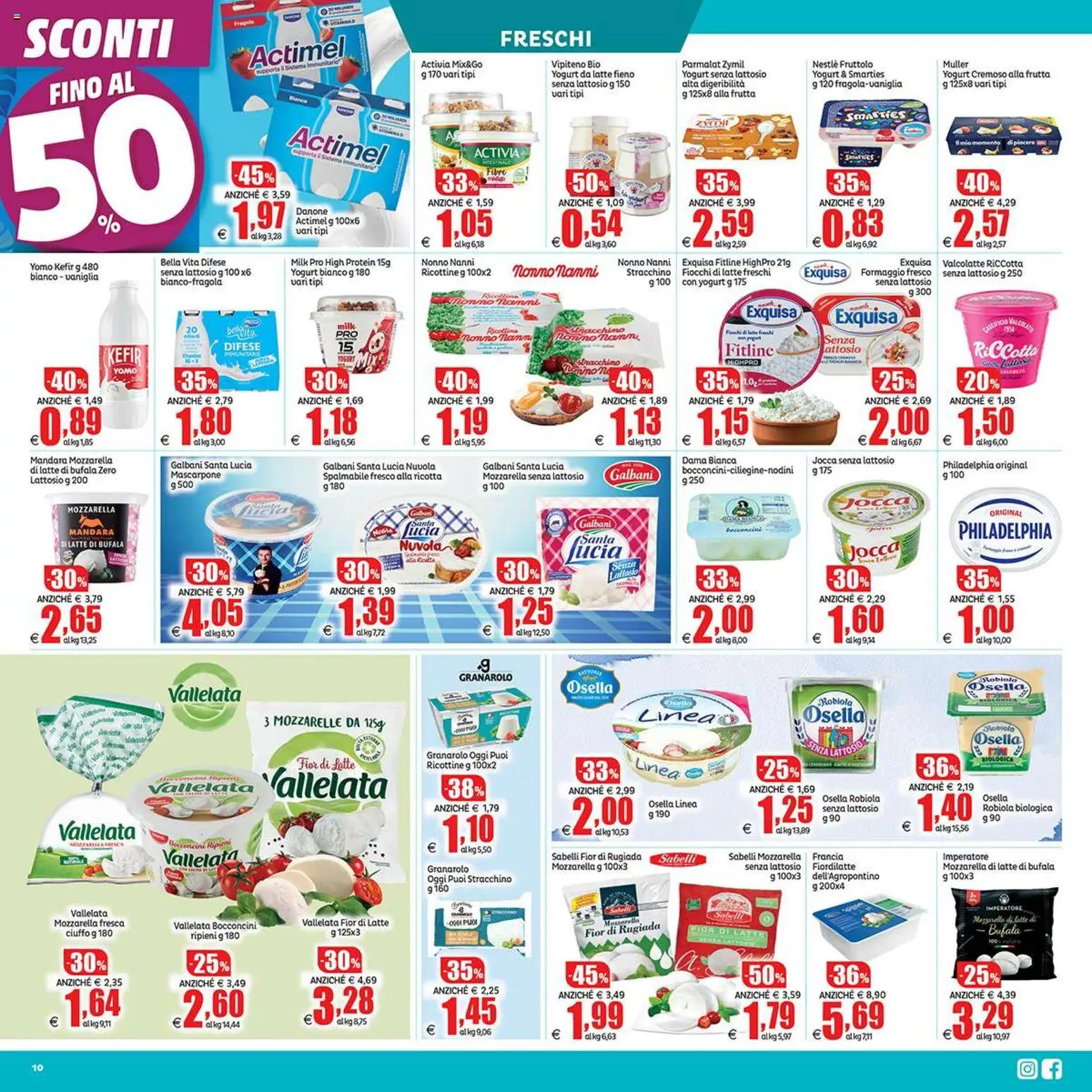 Volantino Elite Supermercati del 17/07/2026 | Pagina: 10 | Prodotti: Mozzarella, Latte, Ricotta, Mascarpone
