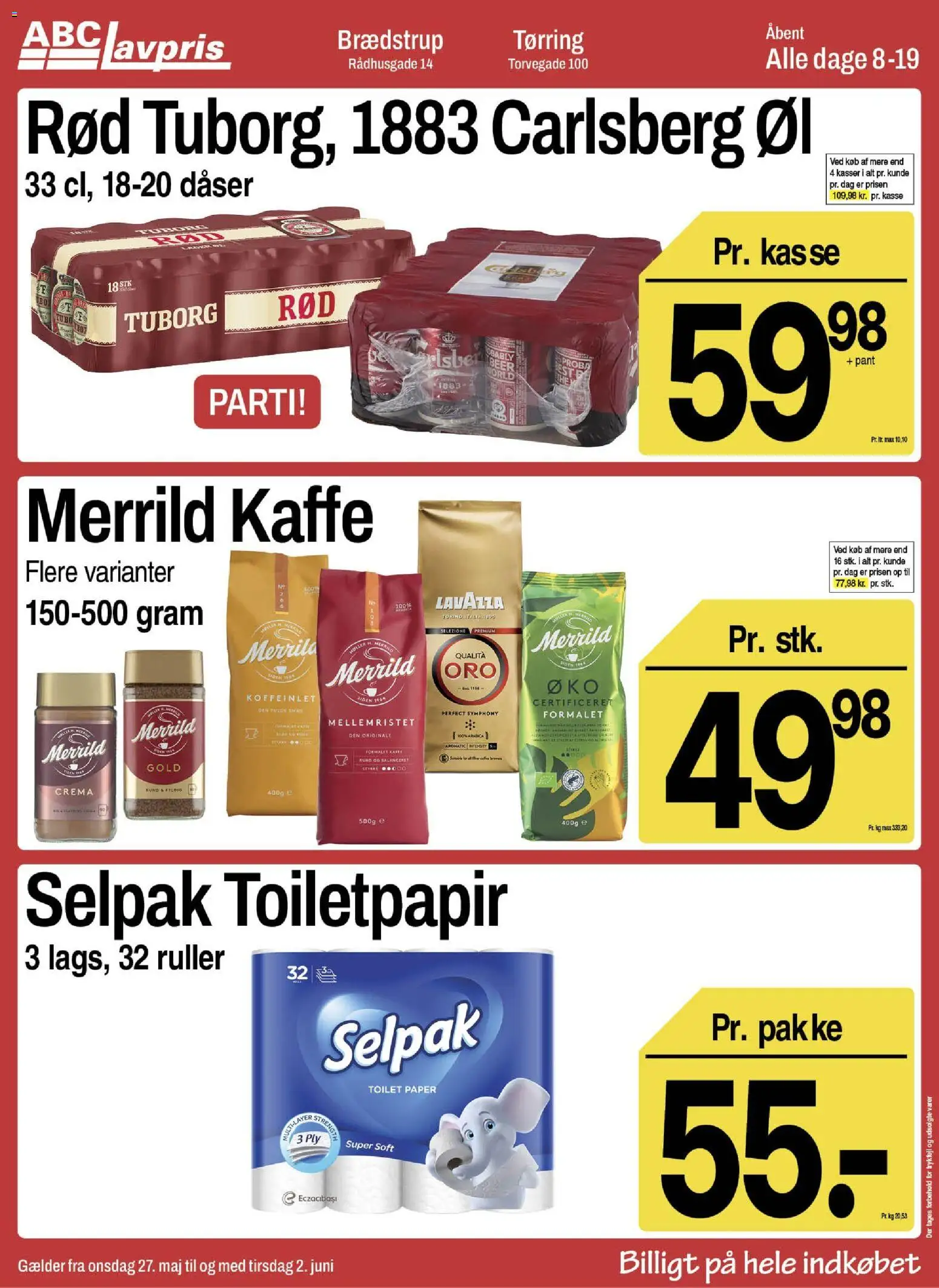Abc Lavpris tilbudsavis – gyldig fra 27.05.2026 | Side: 2 | Produkter: Kaffe, Øl, Toilet
