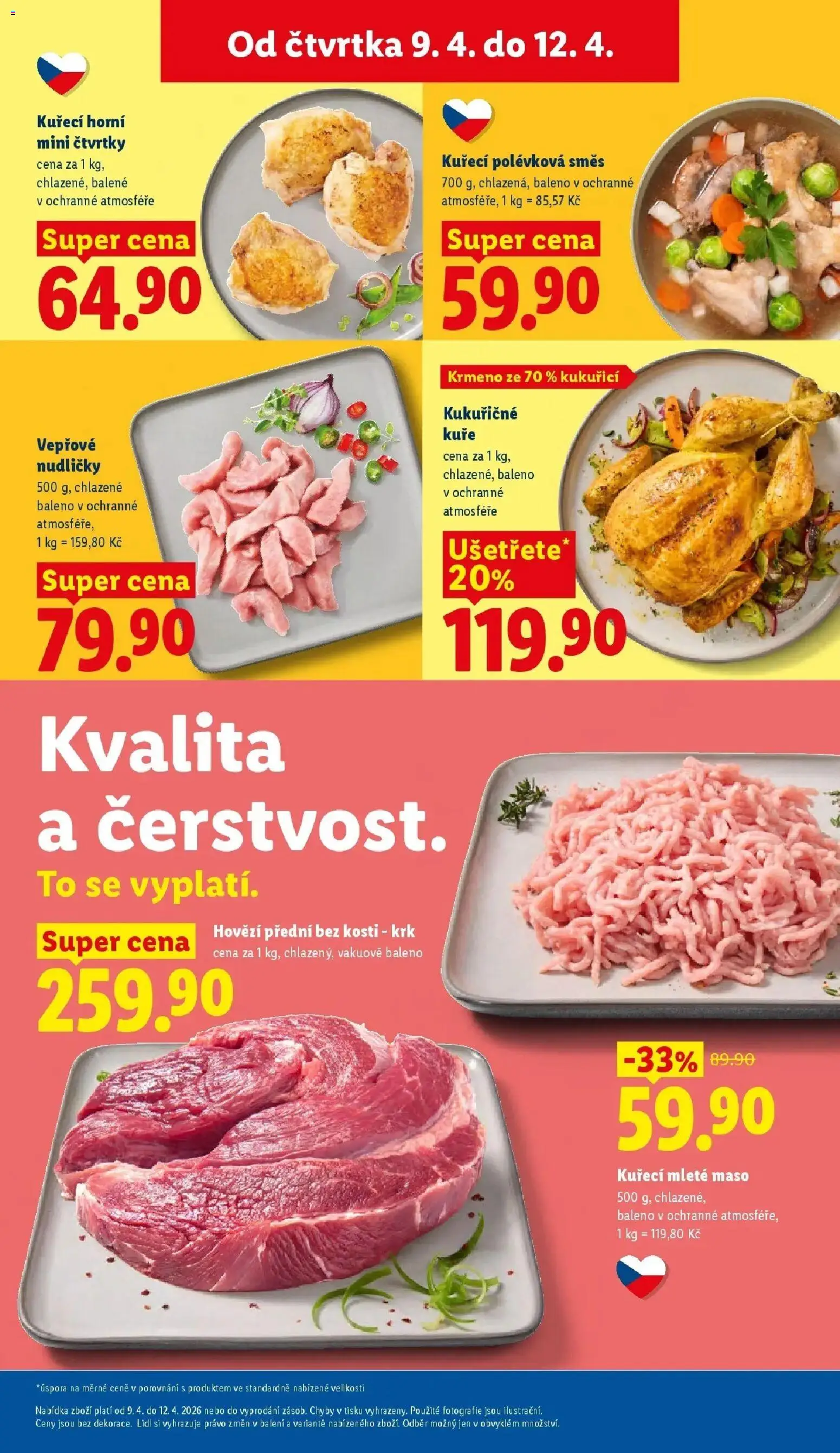 Lidl aktuální leták od 09.04.2026 | Strana: 11 | Produkty: Hovězí, Kuřecí mleté maso, Maso, Kuře